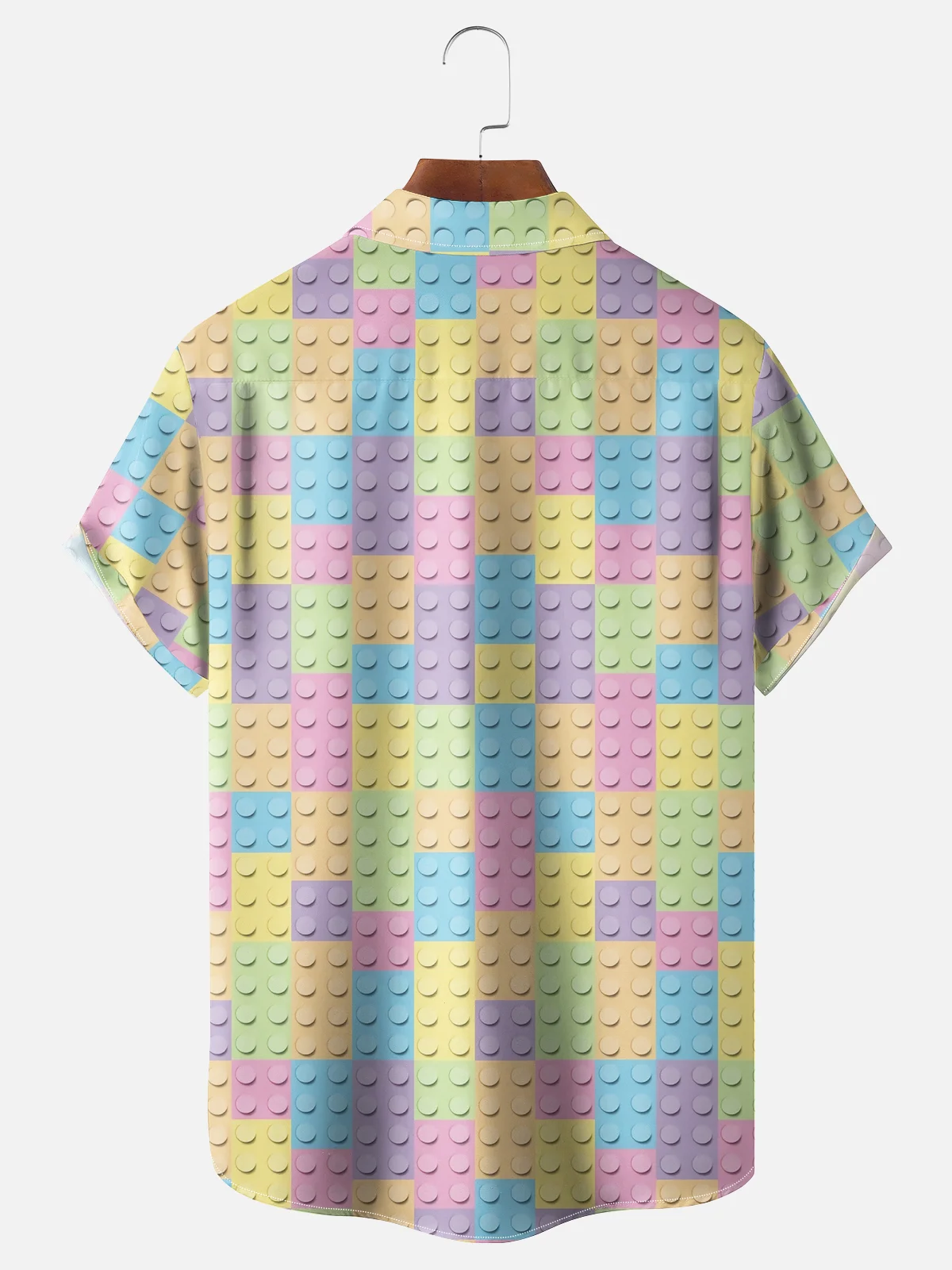 Moisture-wicking Art Building Blocks Chest Pocket Casual Shirt