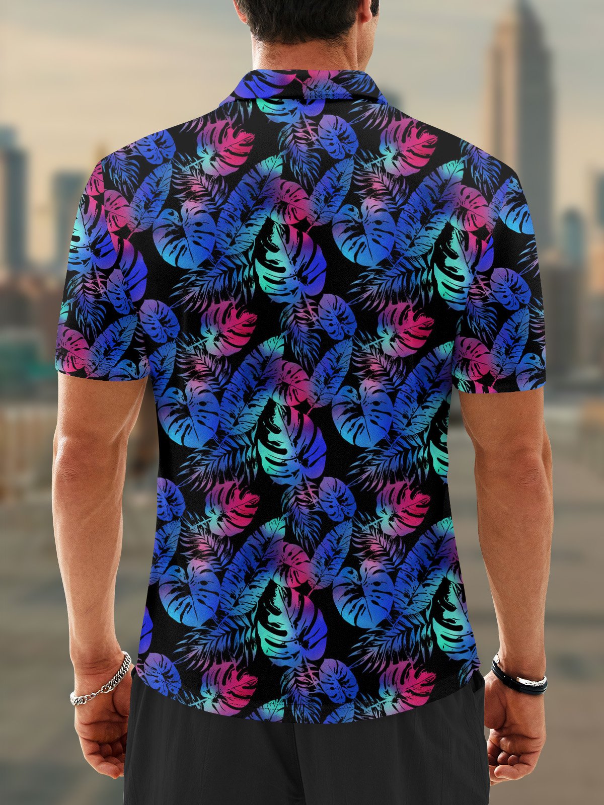 Moisture Wicking Hawaiian Coconut Tree Gradient Pattern Golf Polo