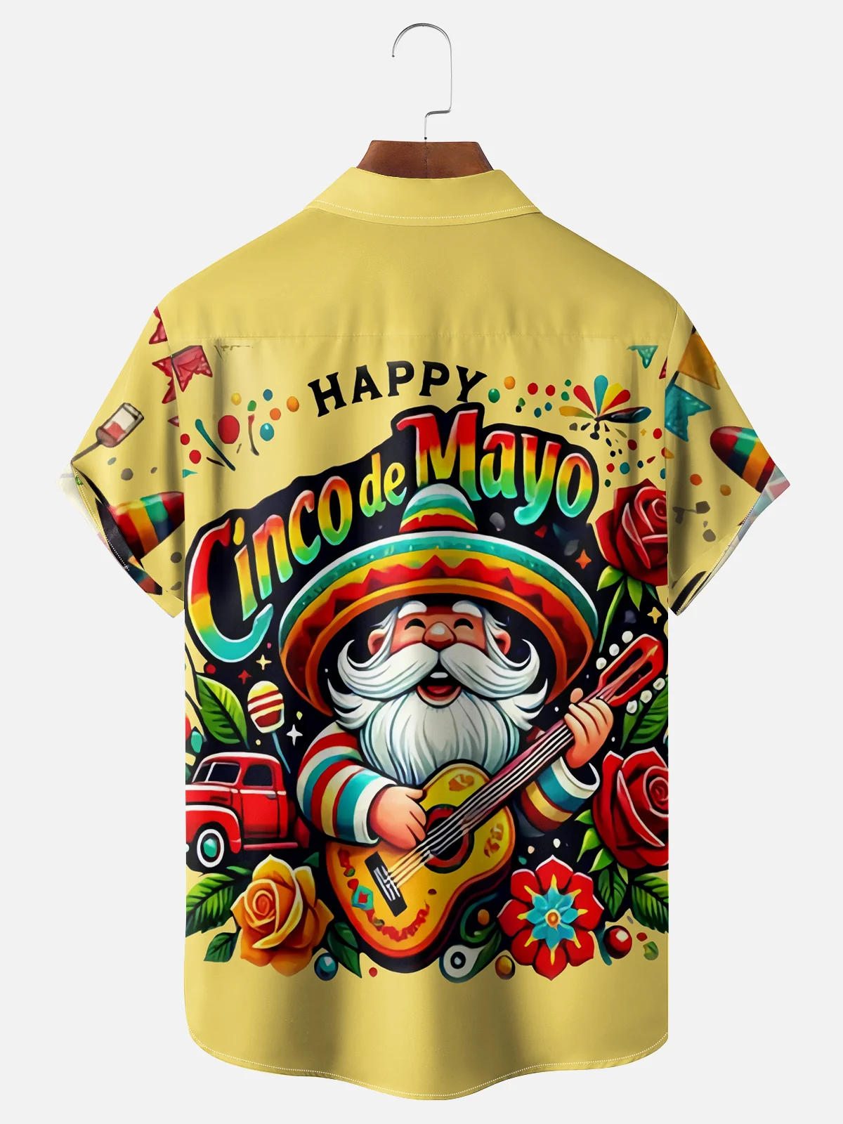 Moisture Wicking Cinco De Mayo Big Hat Gnome Chest Pocket Hawaiian Shirt