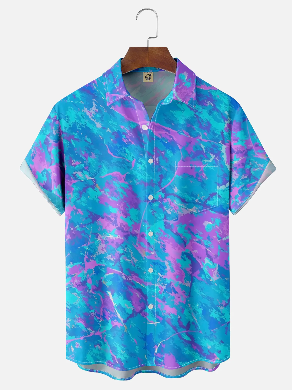 Moisture-wicking Artistic Abstract Chest Pocket Casual Shirt