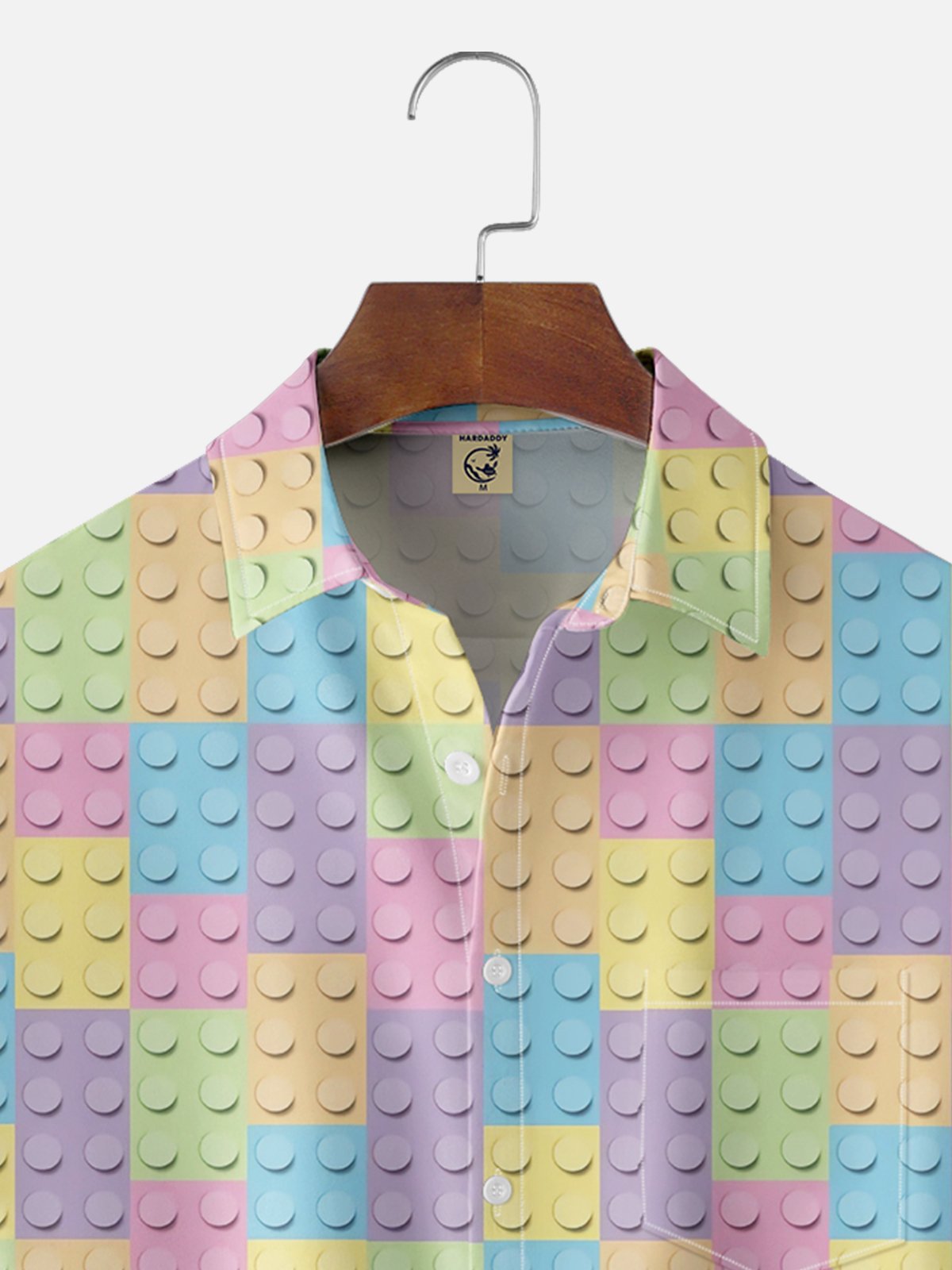 Moisture-wicking Art Building Blocks Chest Pocket Casual Shirt