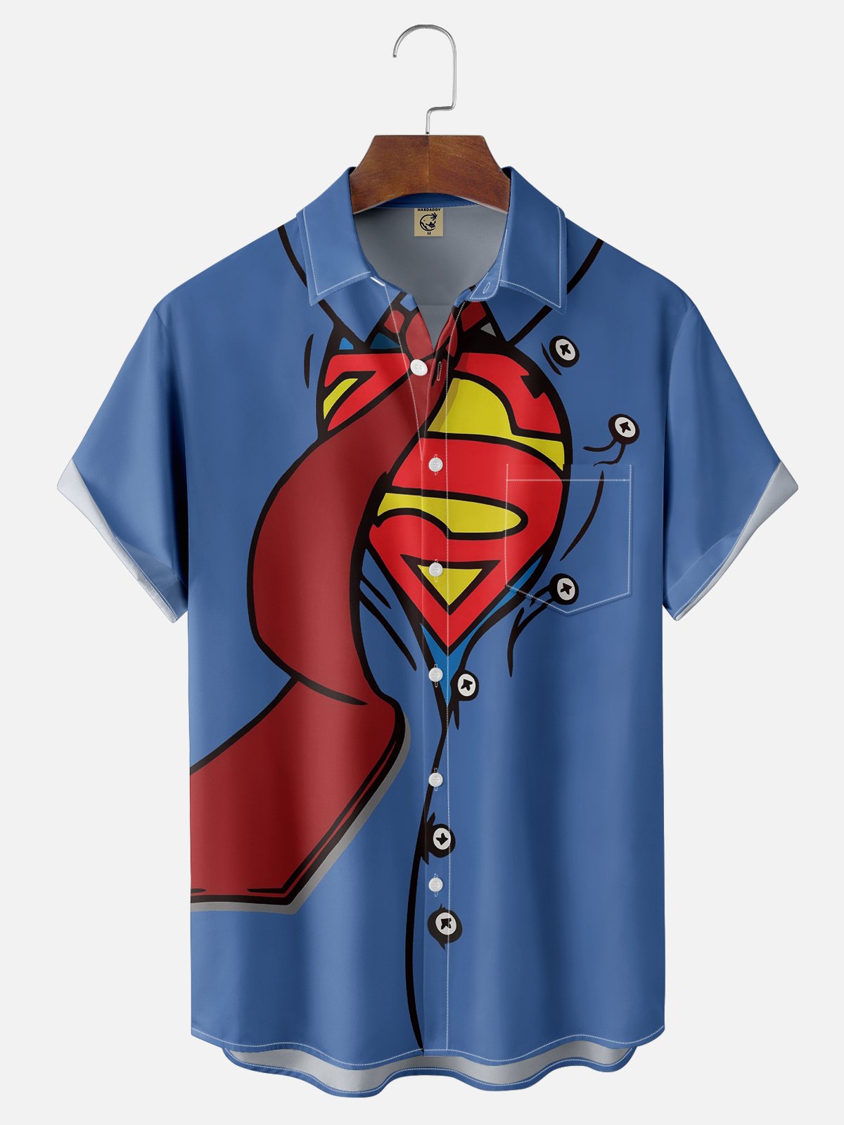 Tall Size Moisture-wicking Super Dad Chest Pocket Hawaiian Shirt