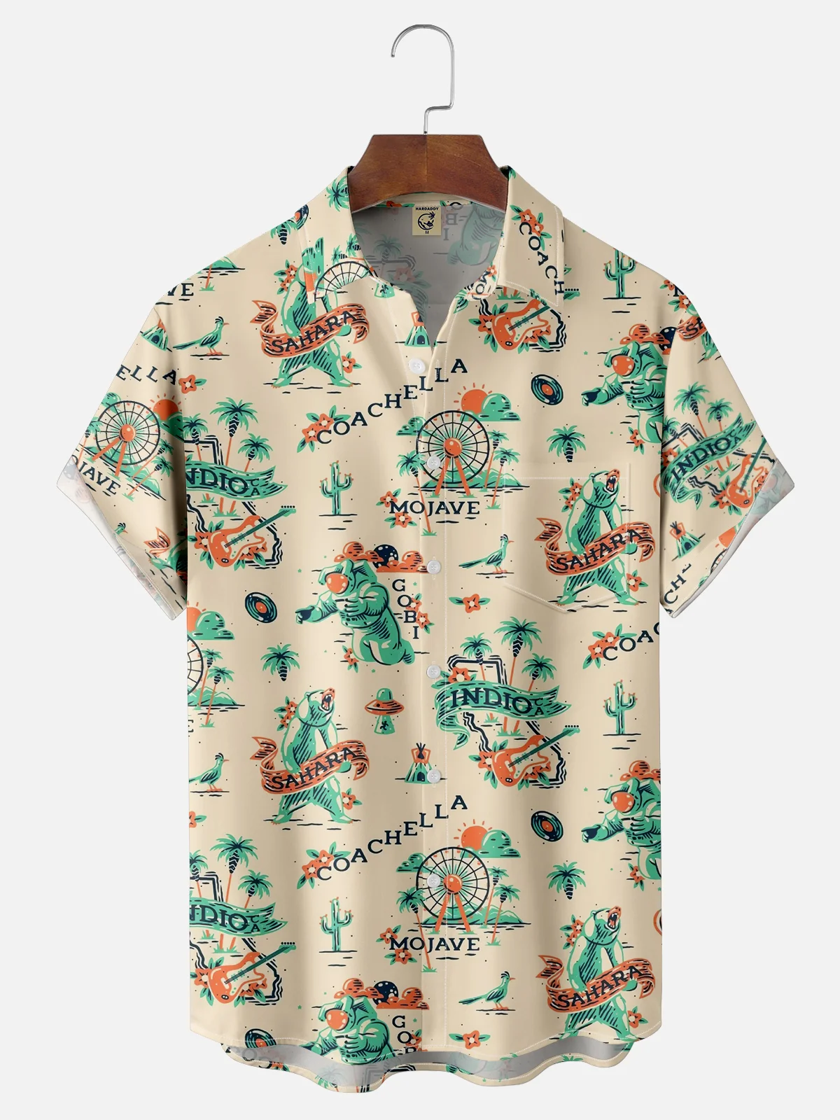 Moisture-wicking Coachella Music Festival Chest Pocket Casual Shirt