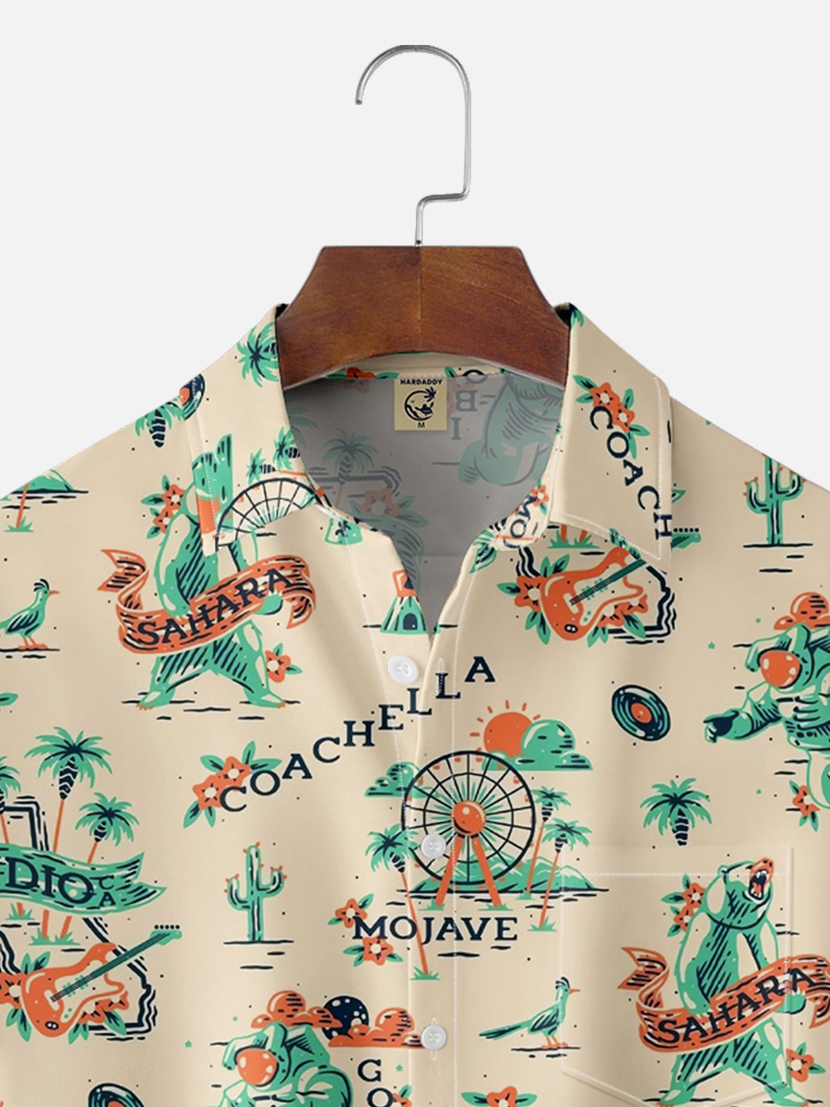 Moisture-wicking Coachella Music Festival Chest Pocket Casual Shirt
