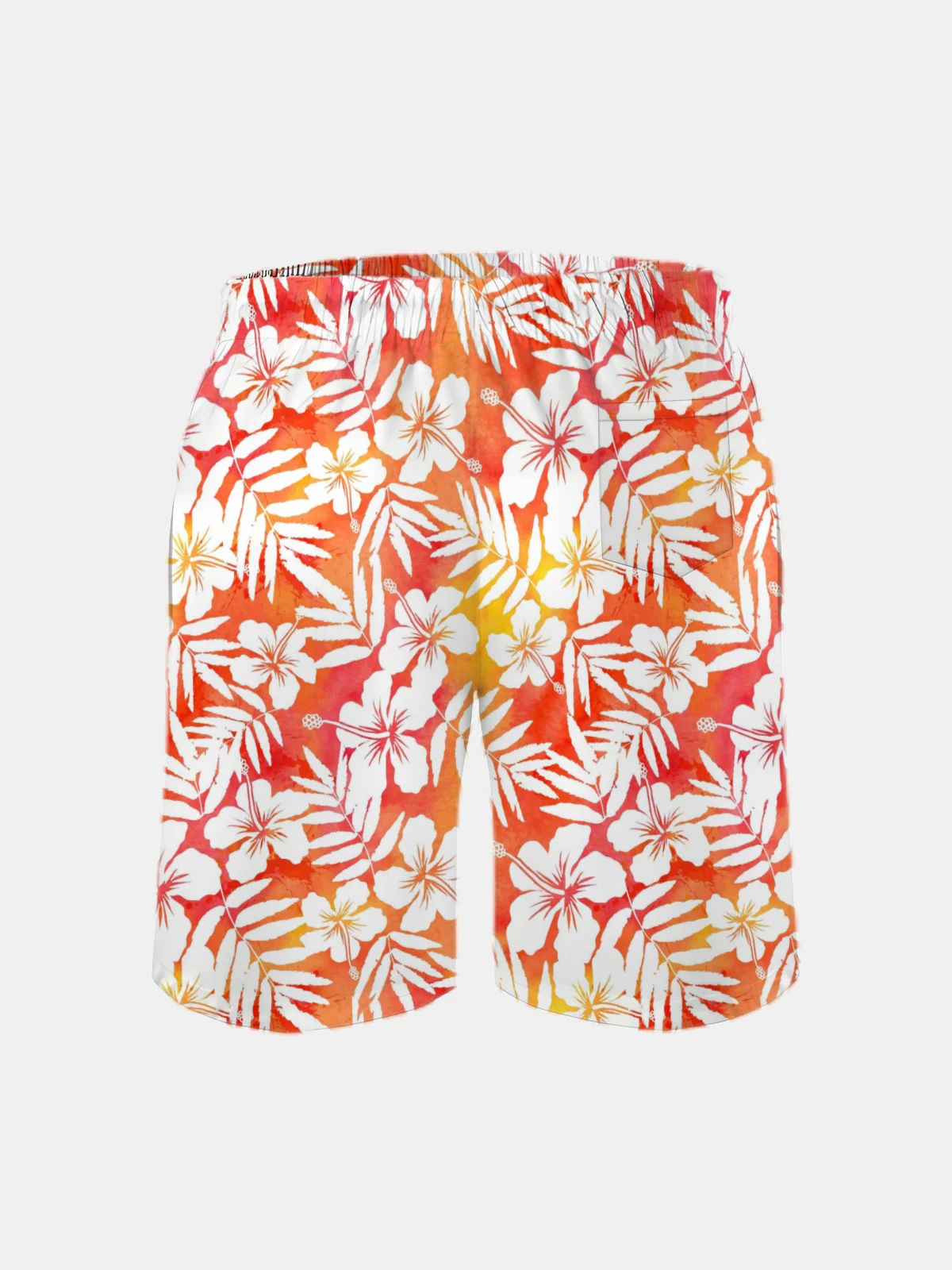 Men's Swim Trunks Hawaiian Tropical Hibiscus Flower Beach Shorts with Pockets