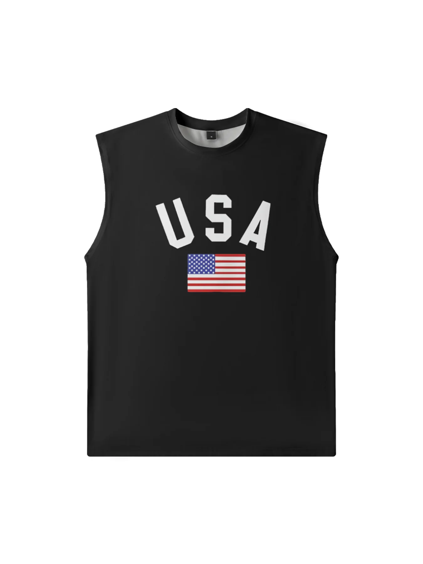 Mens Crewneck Tank Tops American Flag USA Beach Sleeveless Shirt