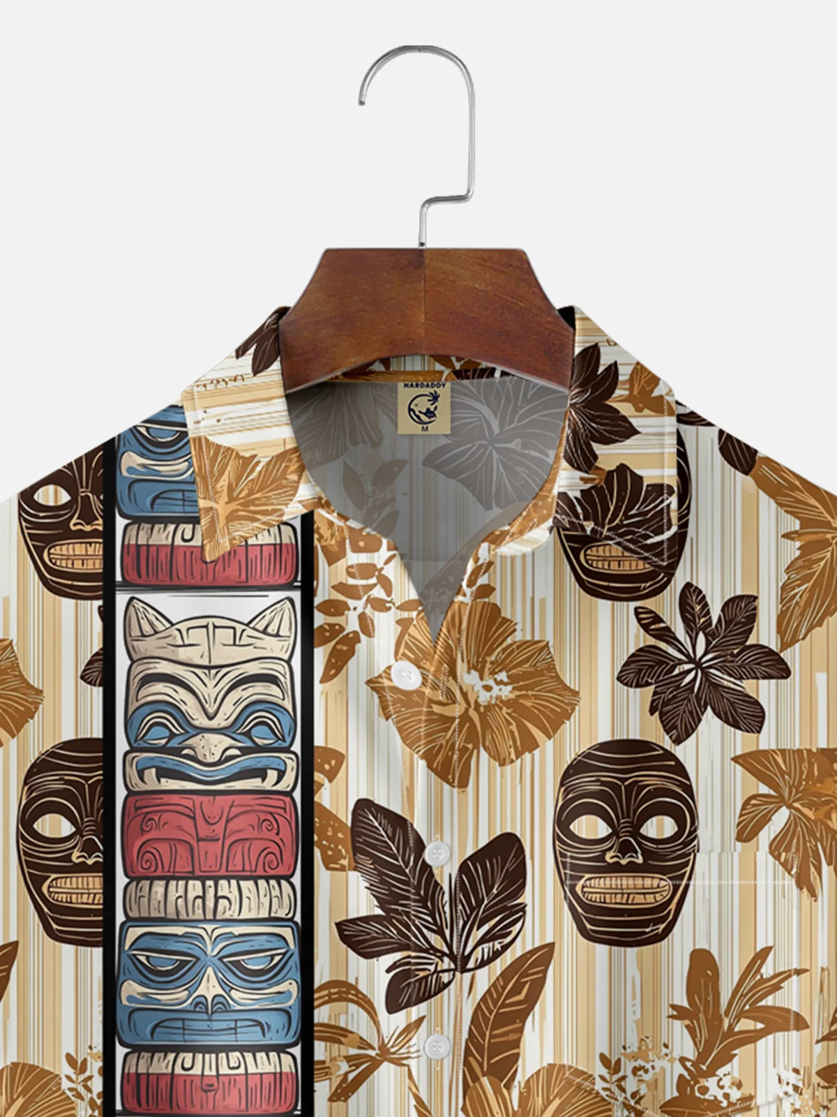 Moisture-wicking Tiki Chest Pocket Hawaiian Shirt