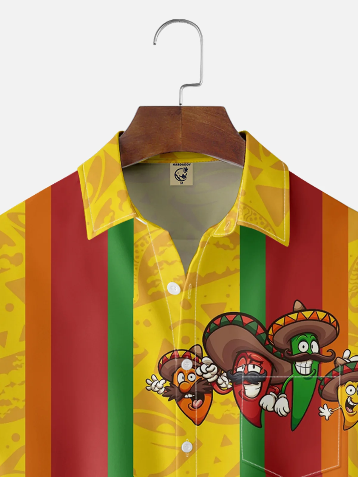 Tall Size Moisture-wicking Cinco de Mayo Chili Chest Pocket Bowling Shirt