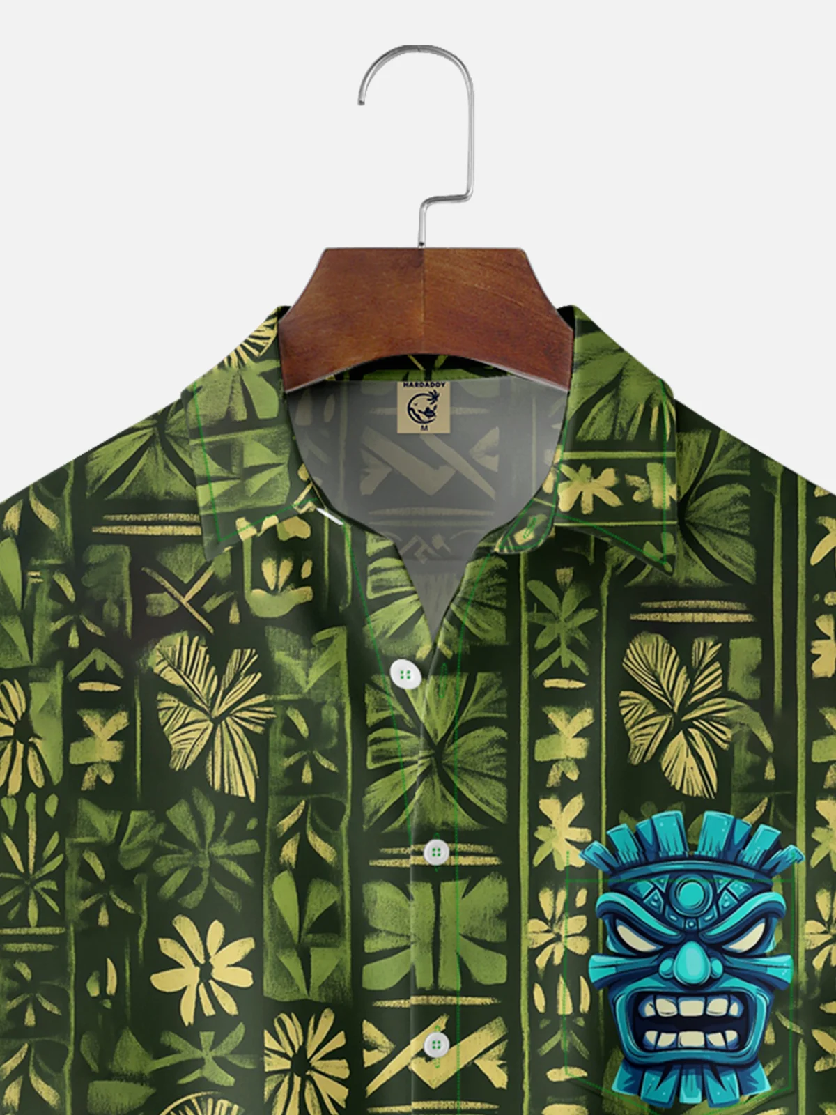 Moisture-wicking Tiki Chest Pocket Hawaiian Shirt