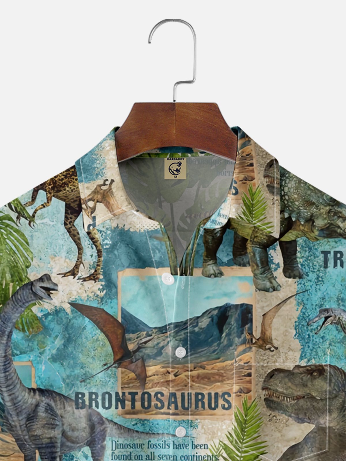 Moisture Wicking Dinosaur Chest Pocket Hawaiian Shirt
