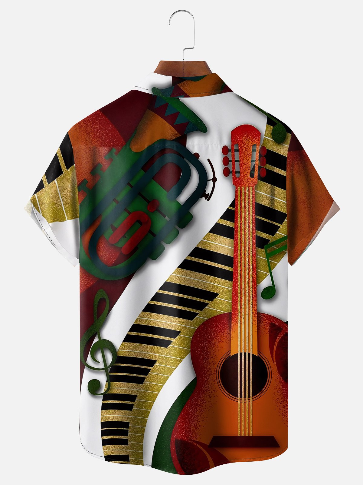 Moisture-wicking Music Instrument Art Festival Chest Pocket Casual Shirt