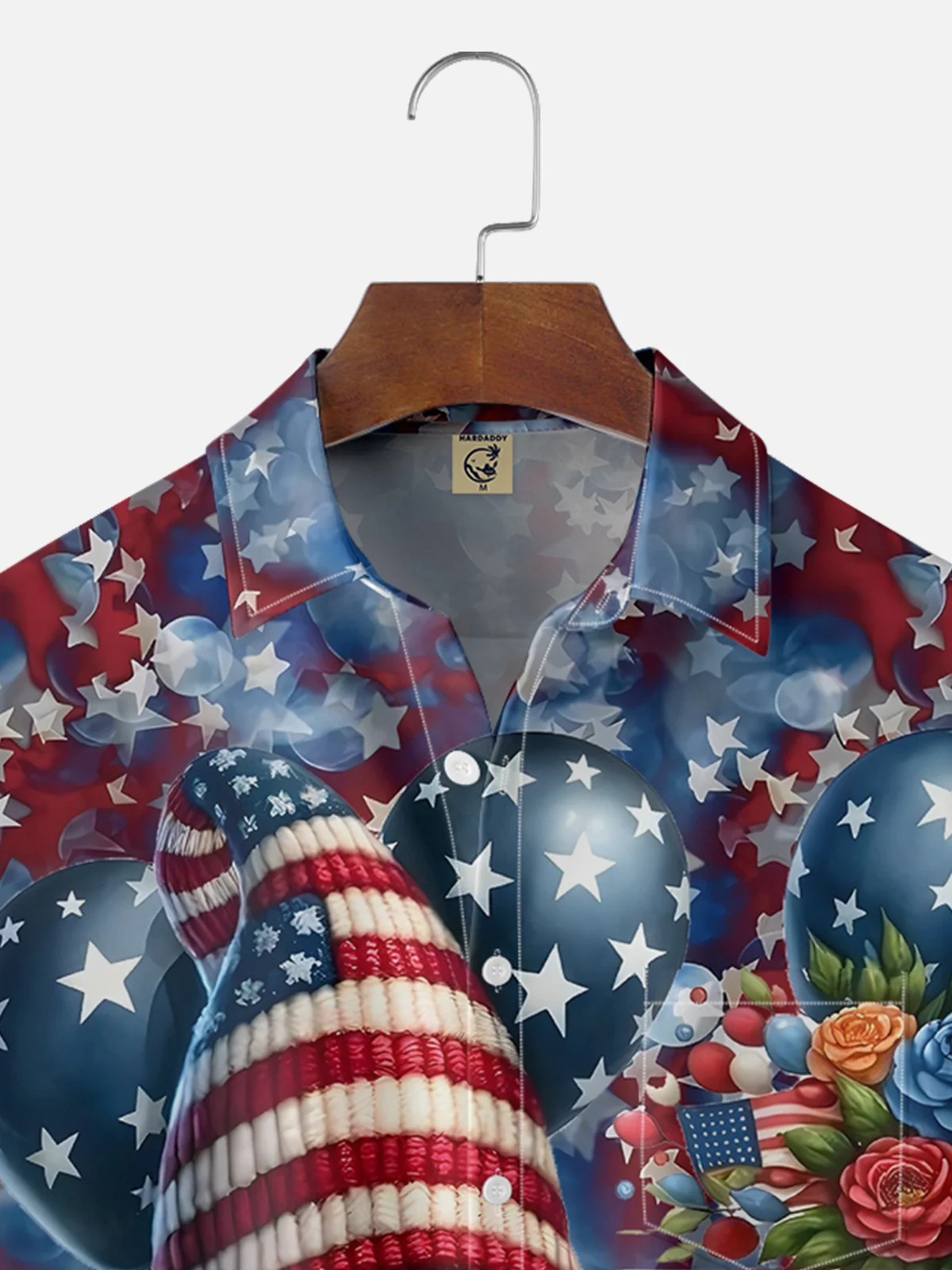 Moisture-wicking Gnome American Flag Art Independence Day Chest Pocket Casual Shirt