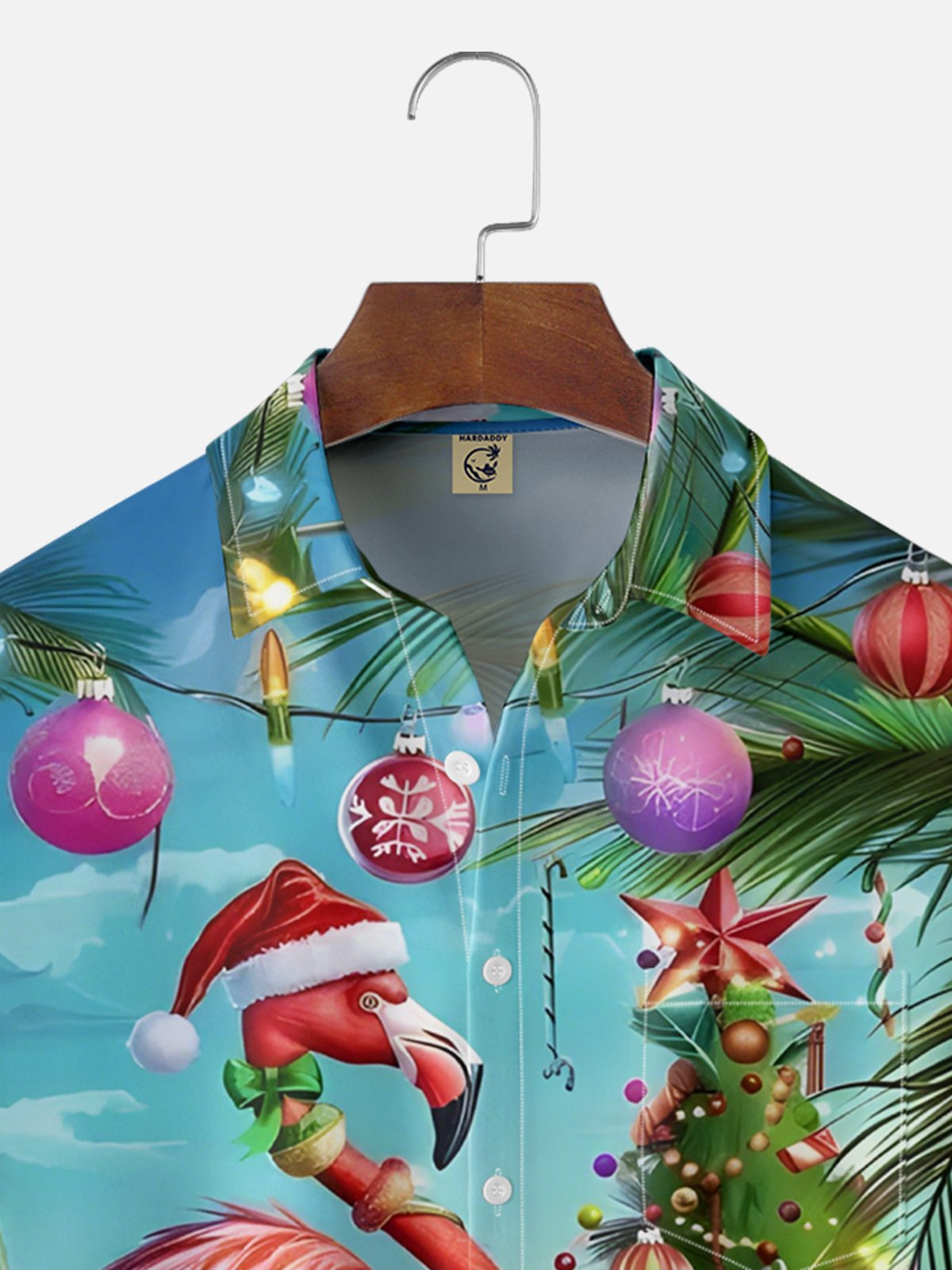Moisture Wicking Christmas in July Flamingo Chest Pocket Hawaiian Shirt