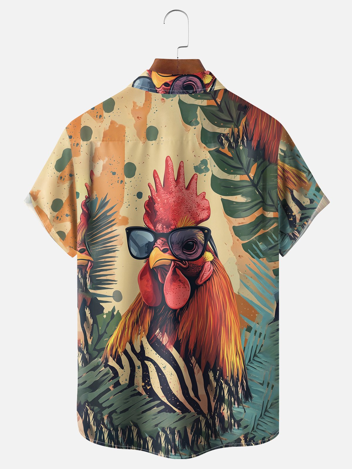 Moisture-wicking Tropical Chicken Chest Pocket Hawaiian Shirt