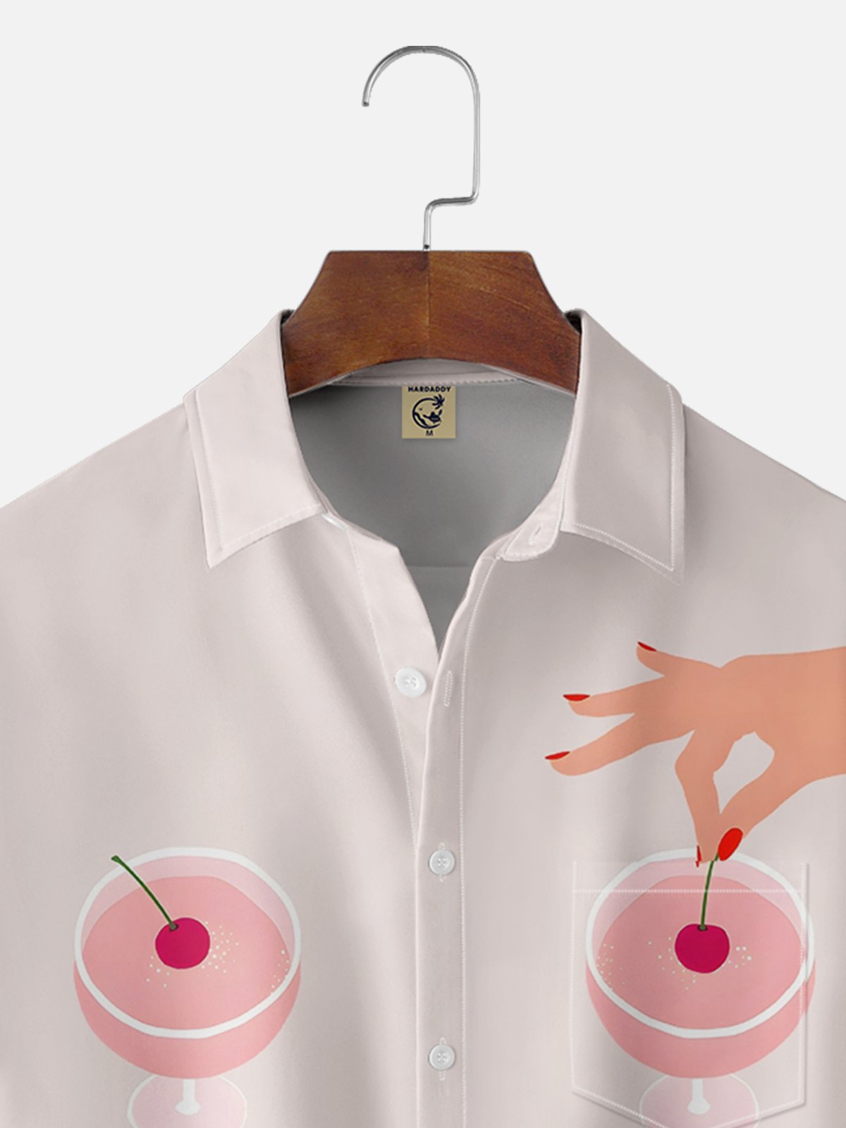 Moisture-wicking Fun Wine Glass Art Chest Pocket Hawaiian Shirt