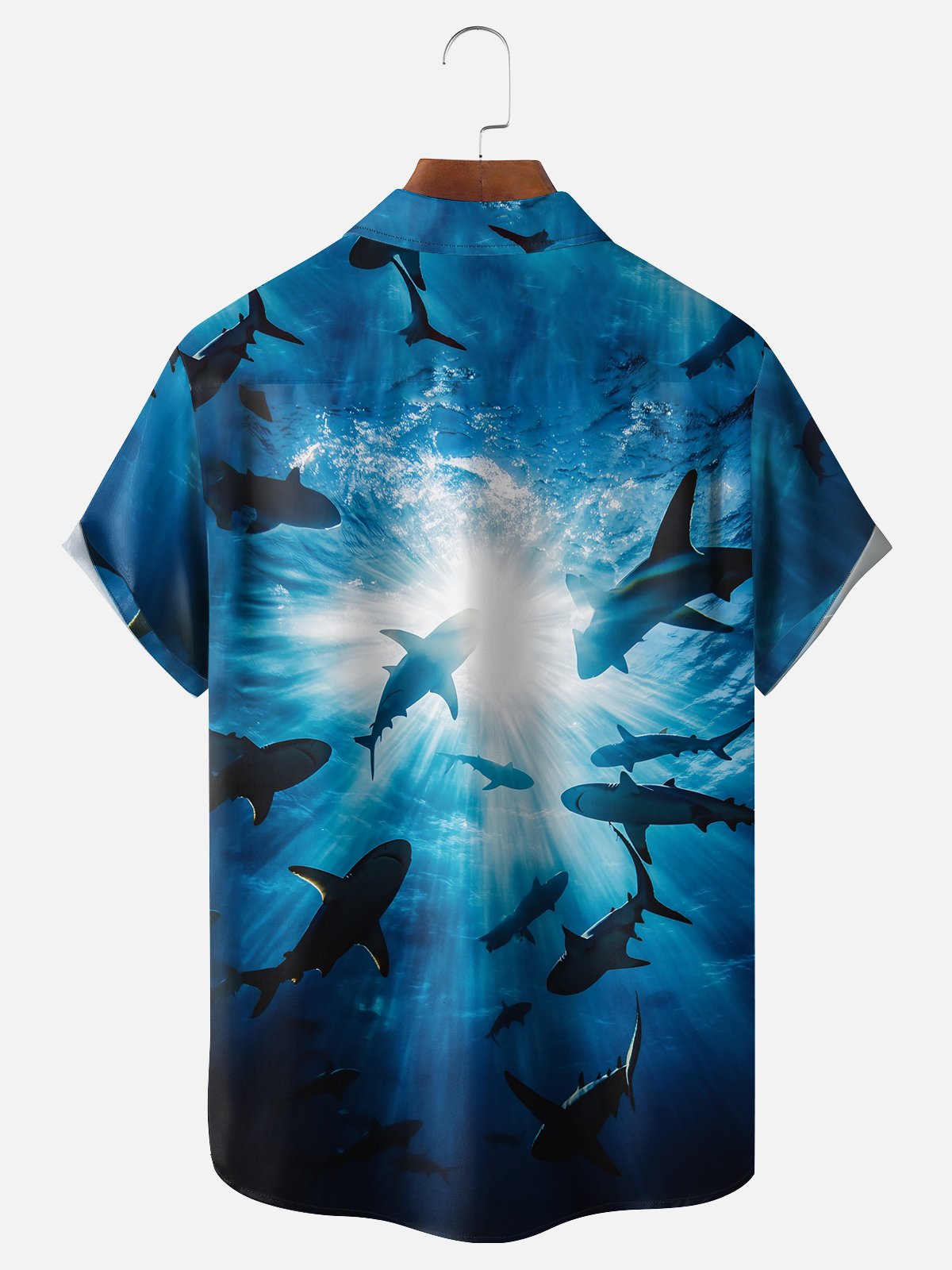 Moisture-wicking Shark Chest Pocket Hawaiian Shirt