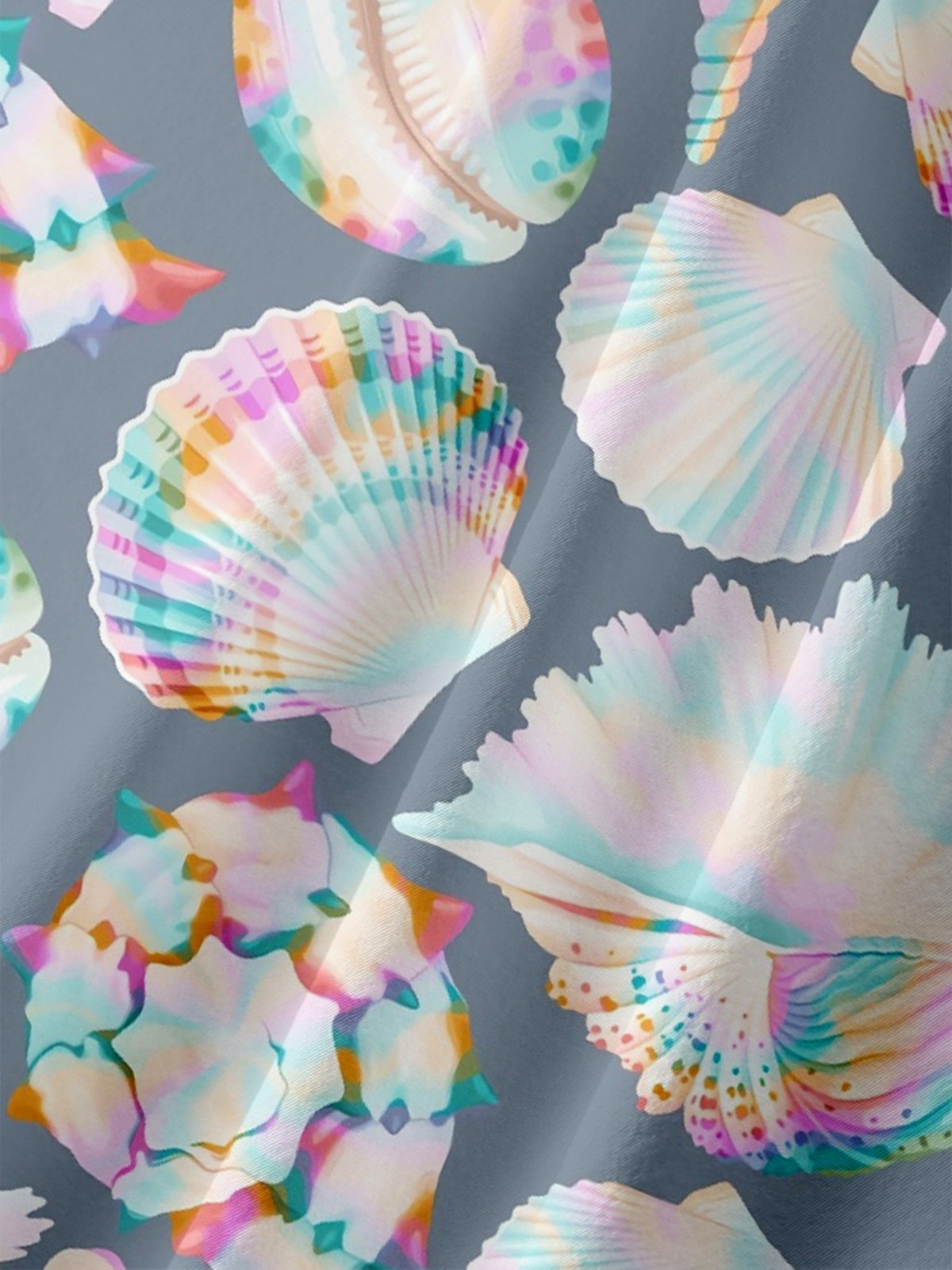 Moisture-wicking Shell Rainbow Pattern Chest Pocket Hawaiian Shirt