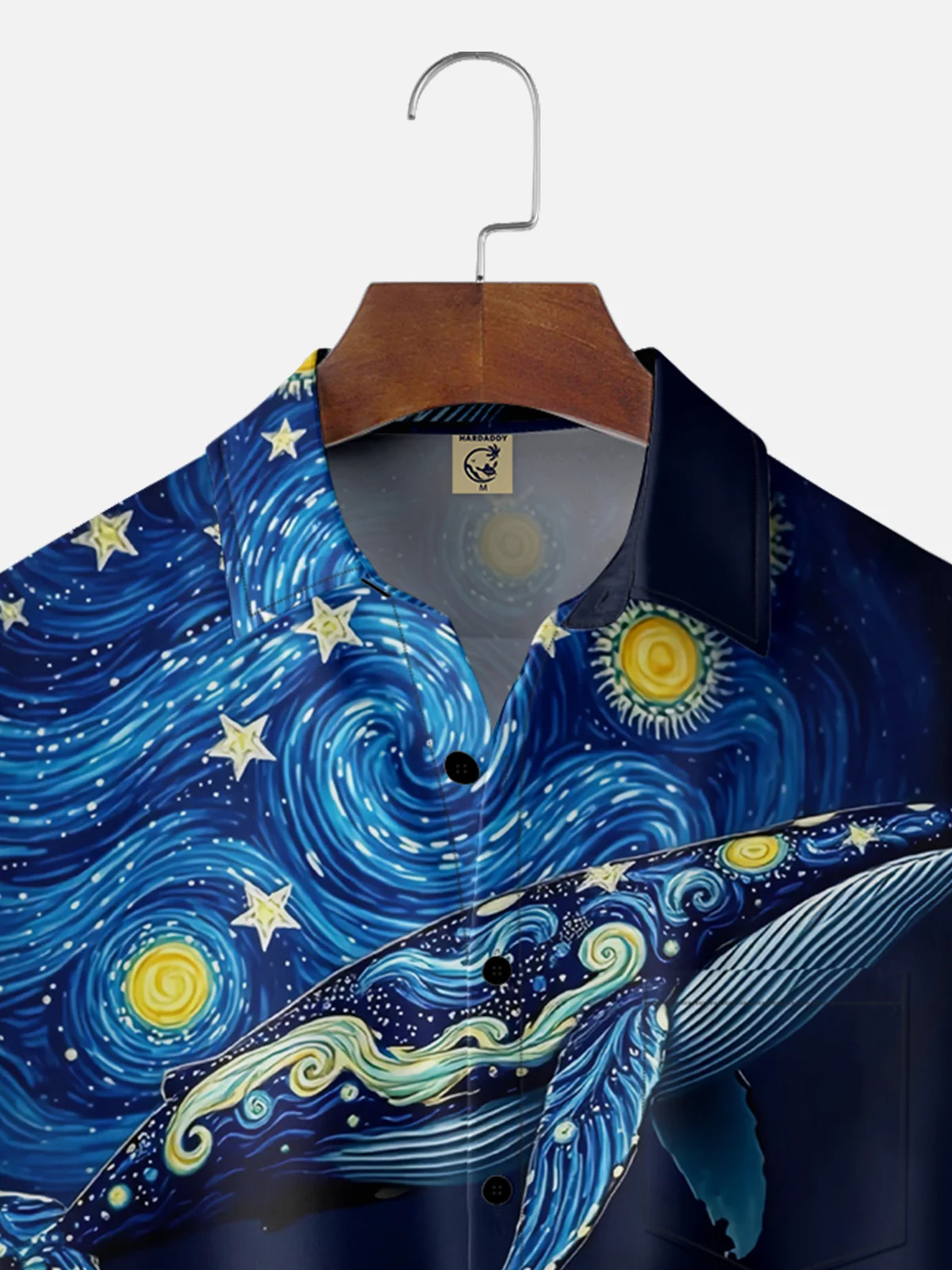 Moisture Wicking Starry Sky Whale Chest Pocket Hawaiian Shirt
