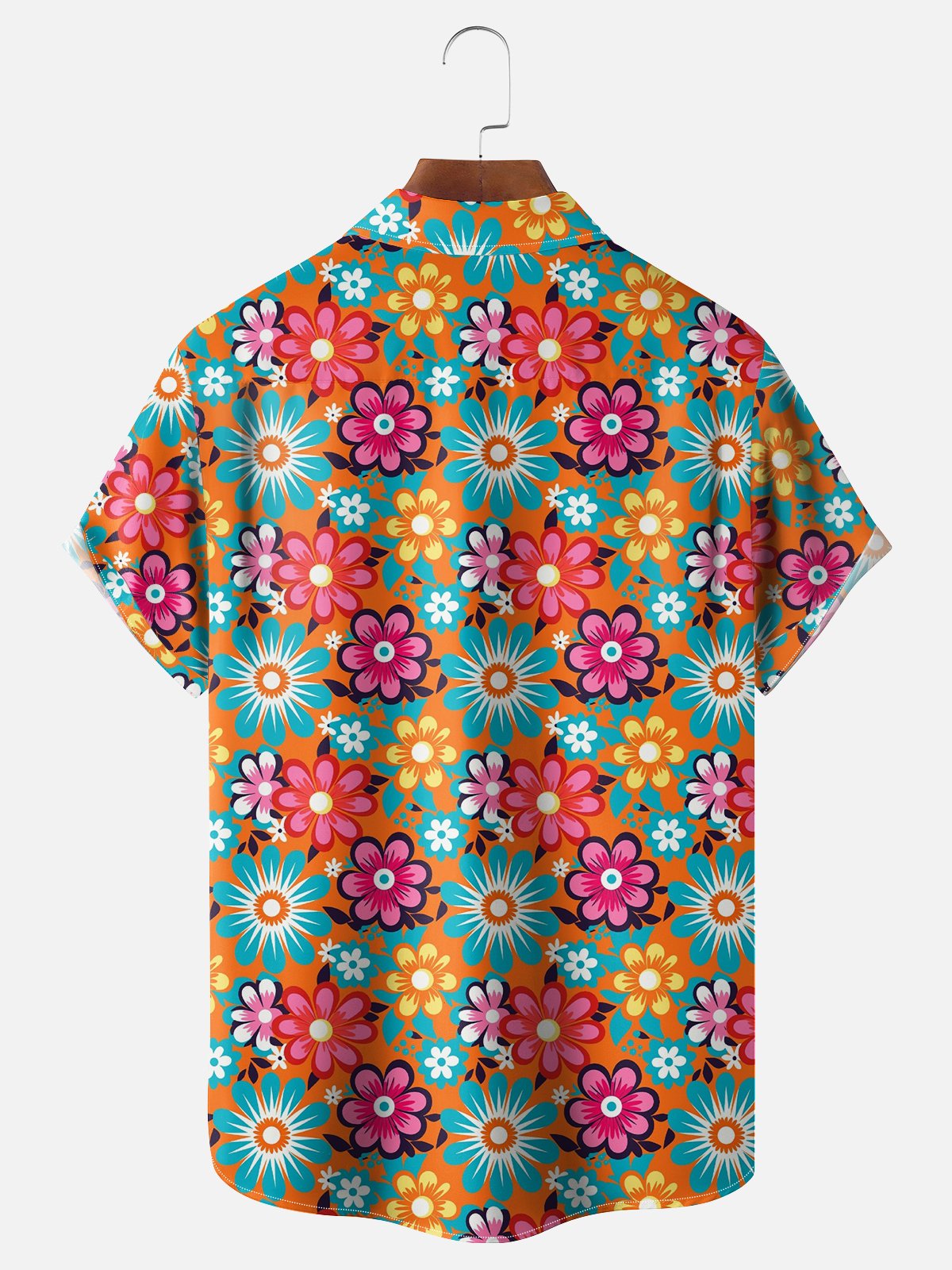 Moisture Wicking Floral Chest Pocket Hawaiian Shirt