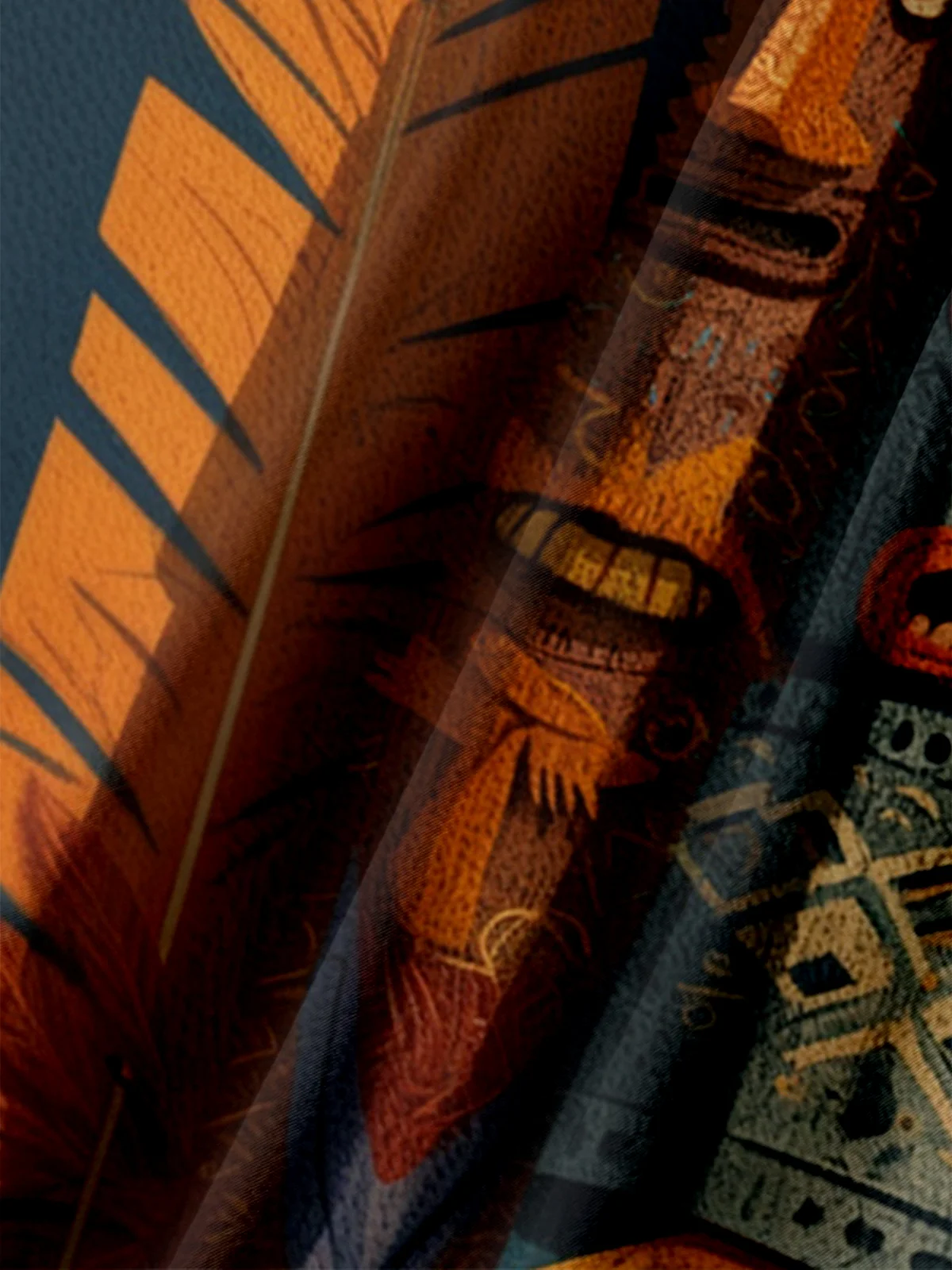 Moisture-wicking Tiki Chest Pocket Hawaiian Shirt