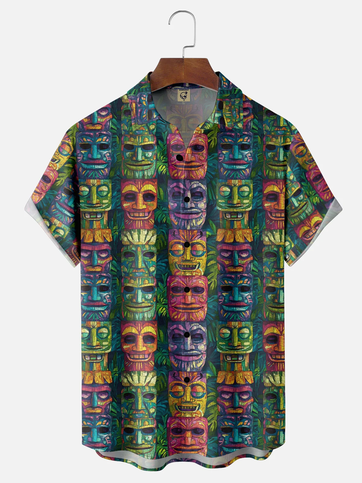 Moisture-wicking Tiki Chest Pocket Hawaiian Shirt