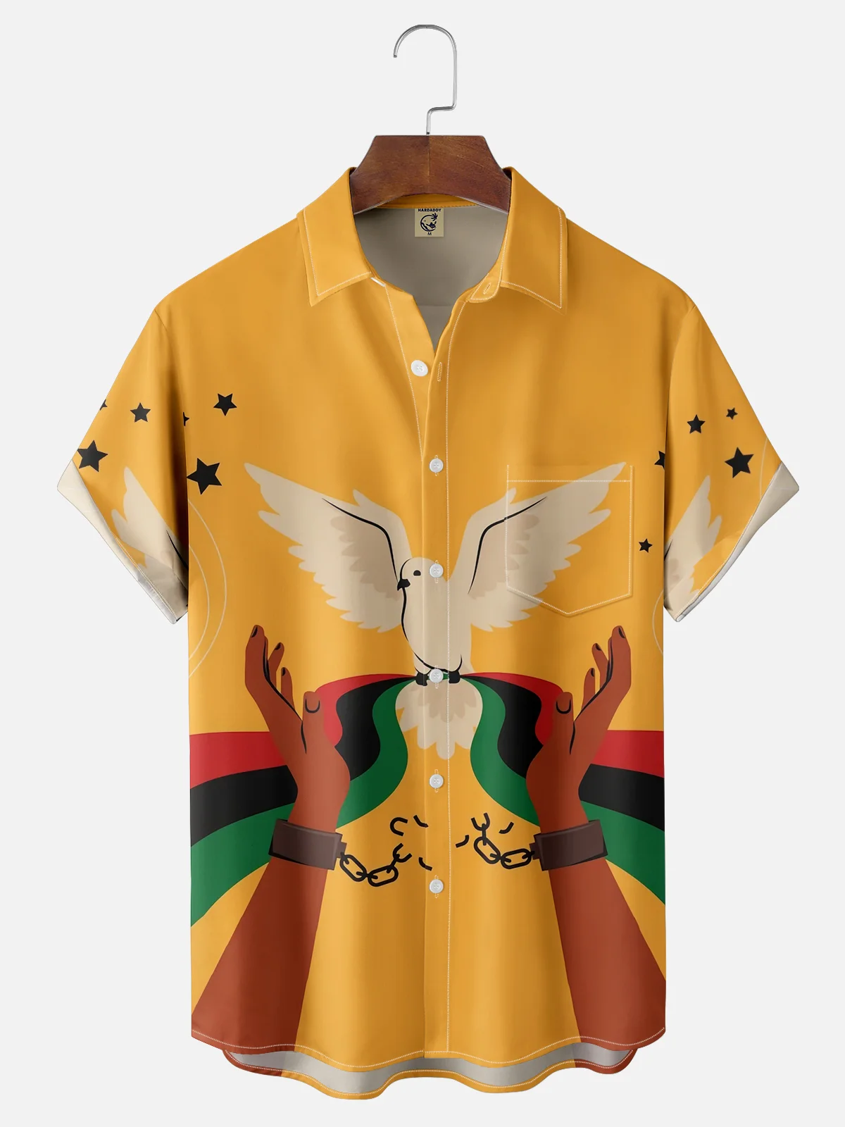 Moisture-wicking Juneteenth Broken Chain Chest Pocket Casual Shirt