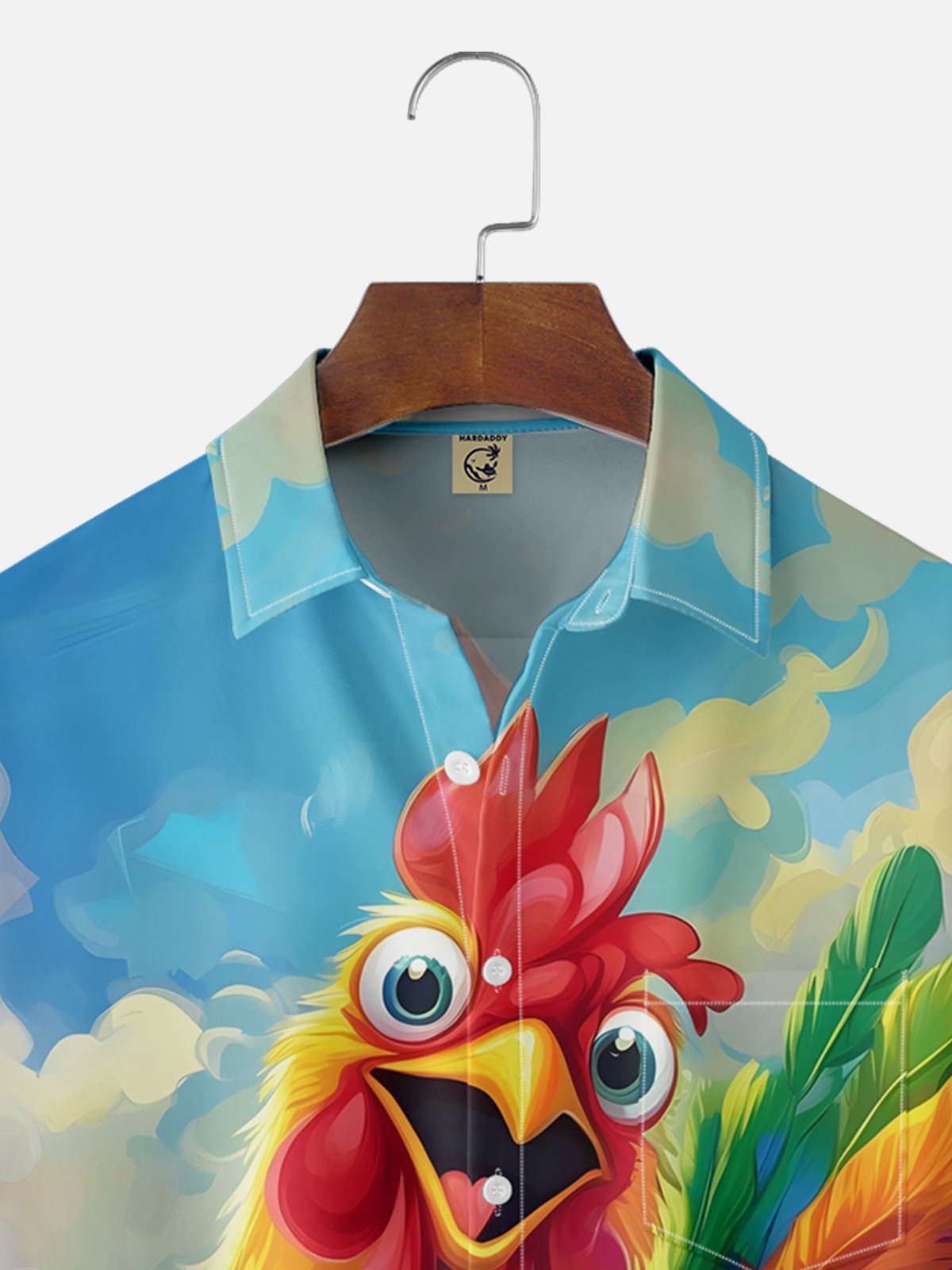 Moisture-wicking Funky Happy Chicken Chest Pocket Hawaiian Shirt