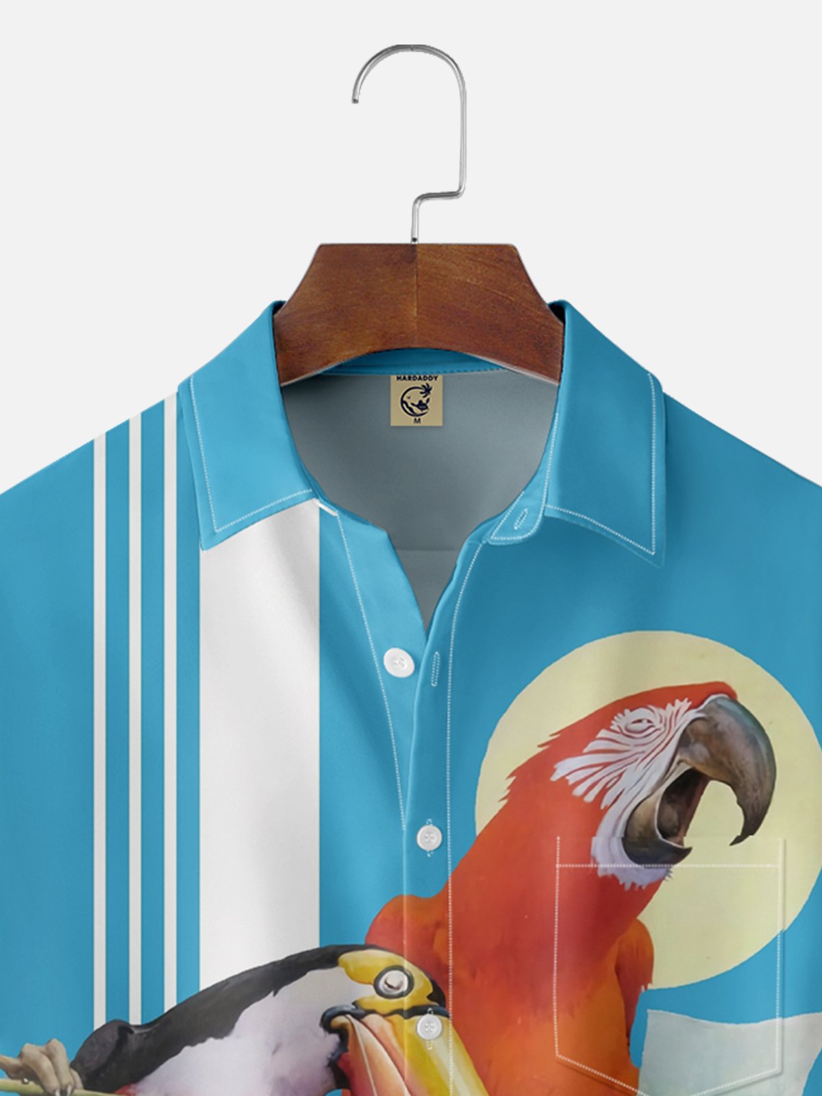 Moisture Wicking Toucan Parrot Chest Pocket Bowling Shirt