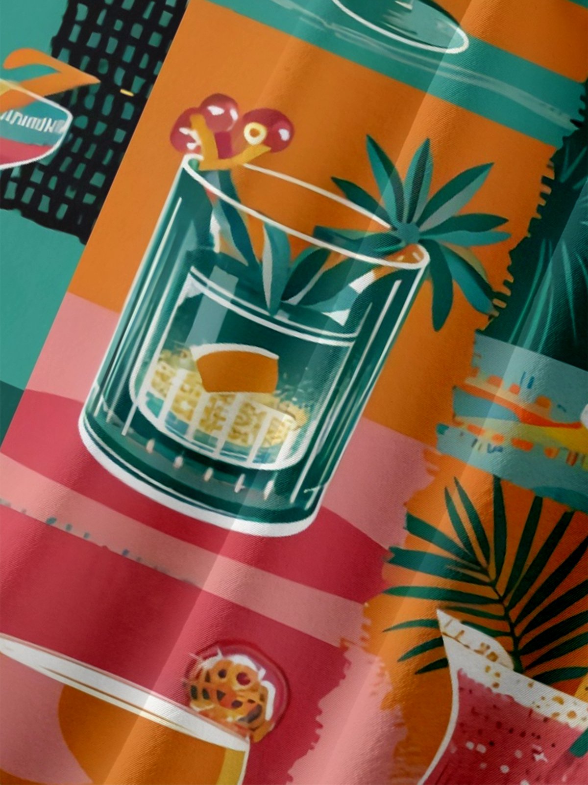 Moisture Wicking Cocktail Chest Pocket Hawaiian Shirt
