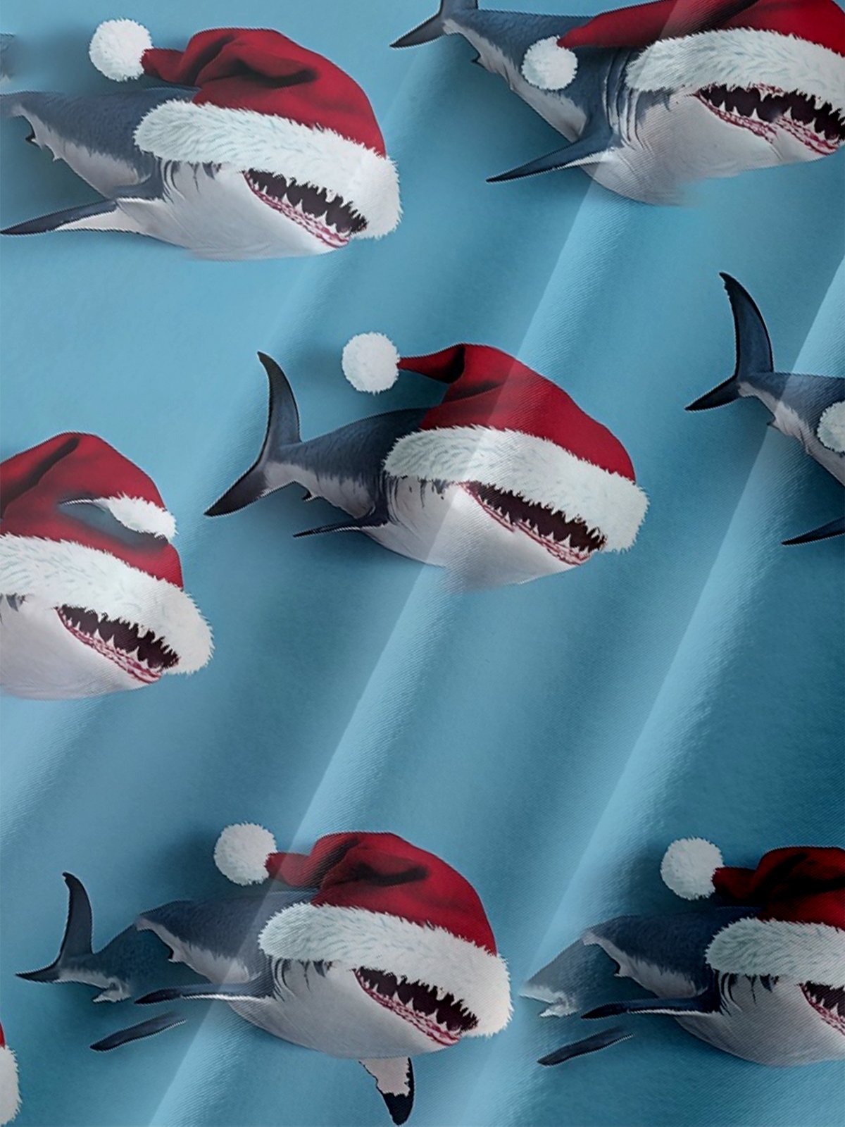 Moisture-wicking Christmas Shark Chest Pocket Casual Shirt