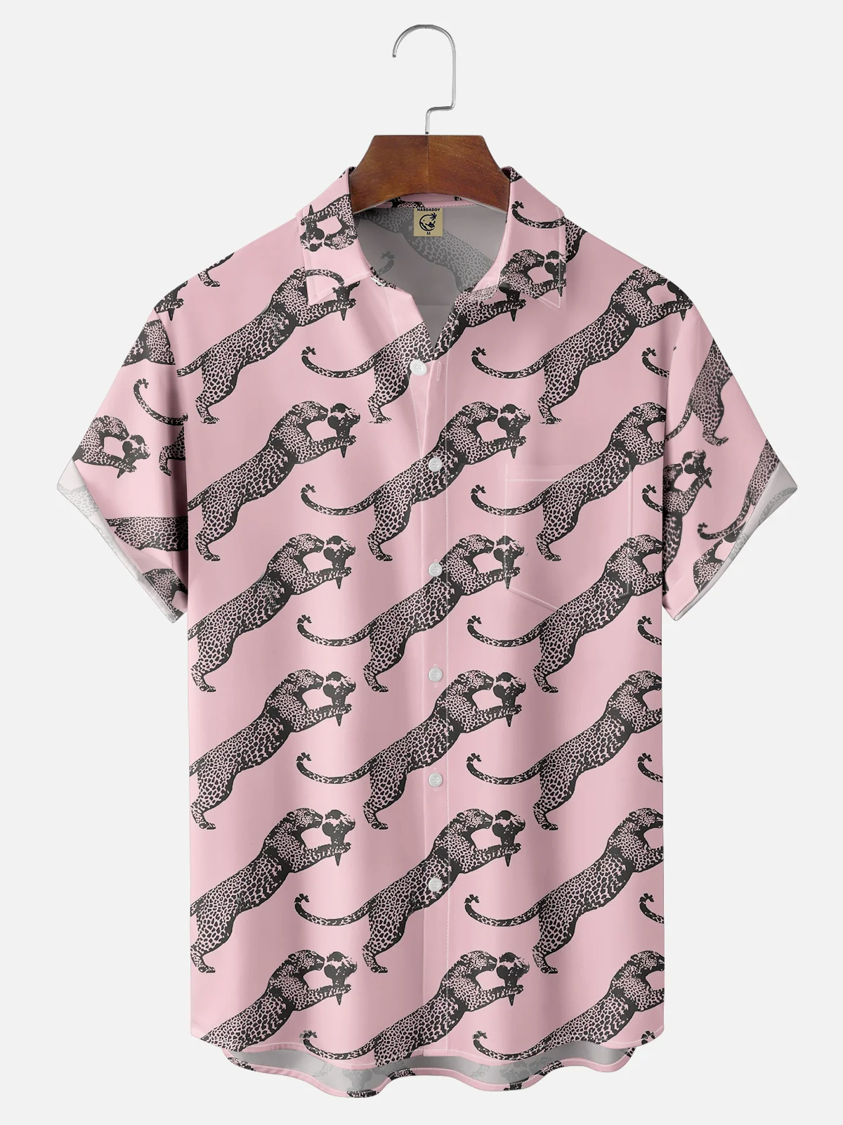 Moisture-wicking Cheetah Print Multicolor Chest Pocket Hawaiian Shirt