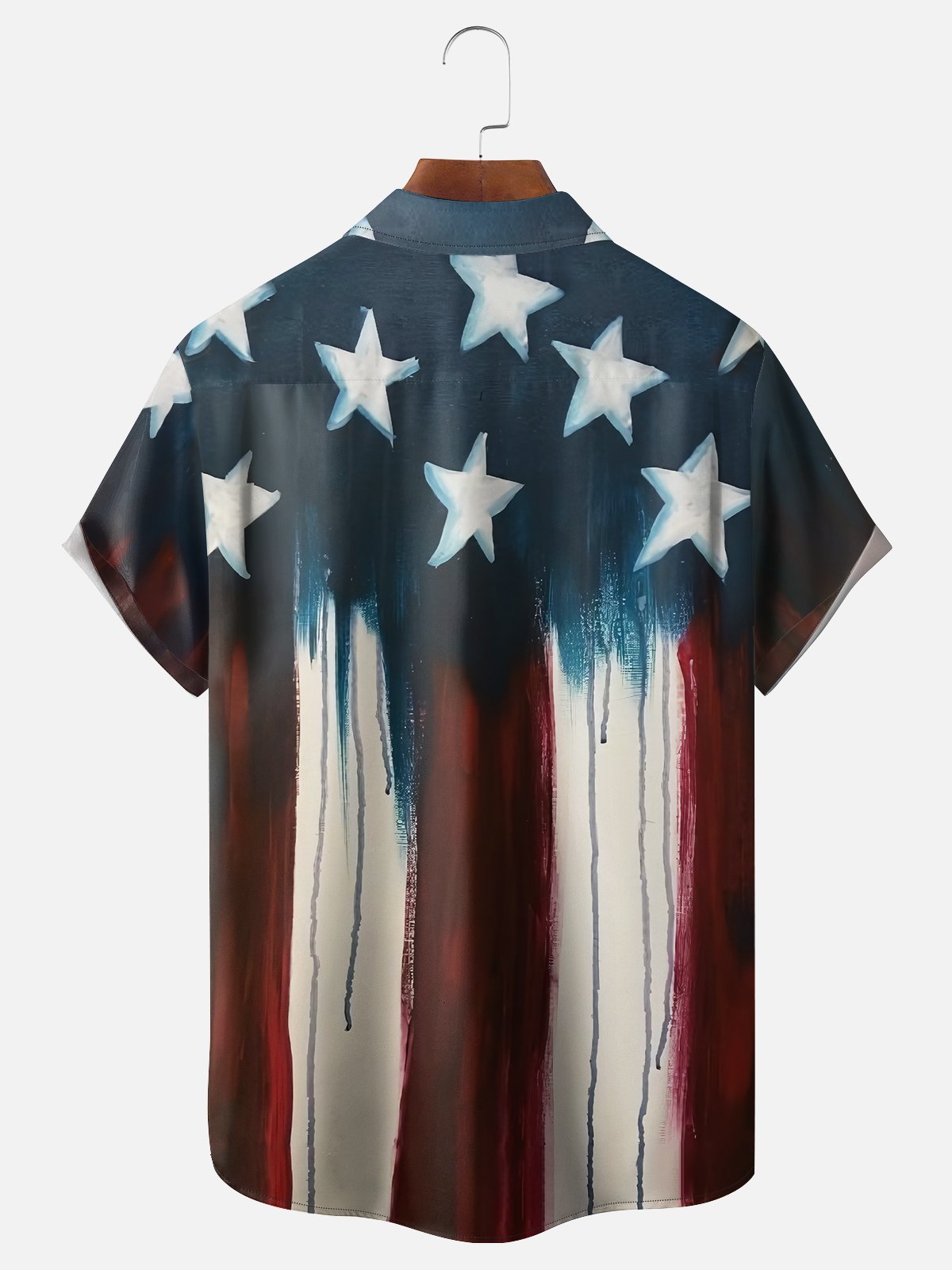 Moisture-wicking American Flag Art Independence Day Chest Pocket Casual Shirt