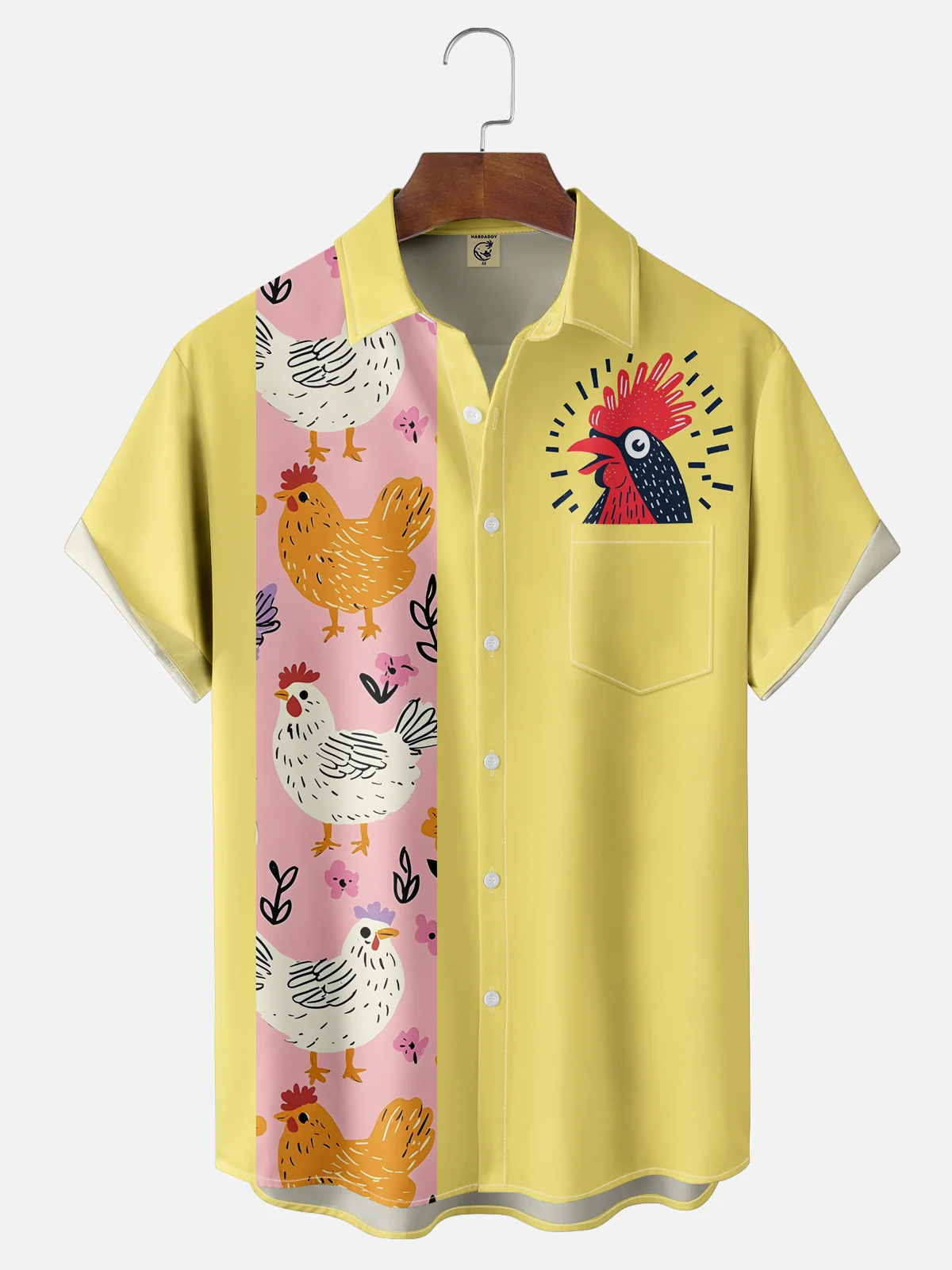 Moisture-wicking Chicken Chest Pocket Bowling Shirt