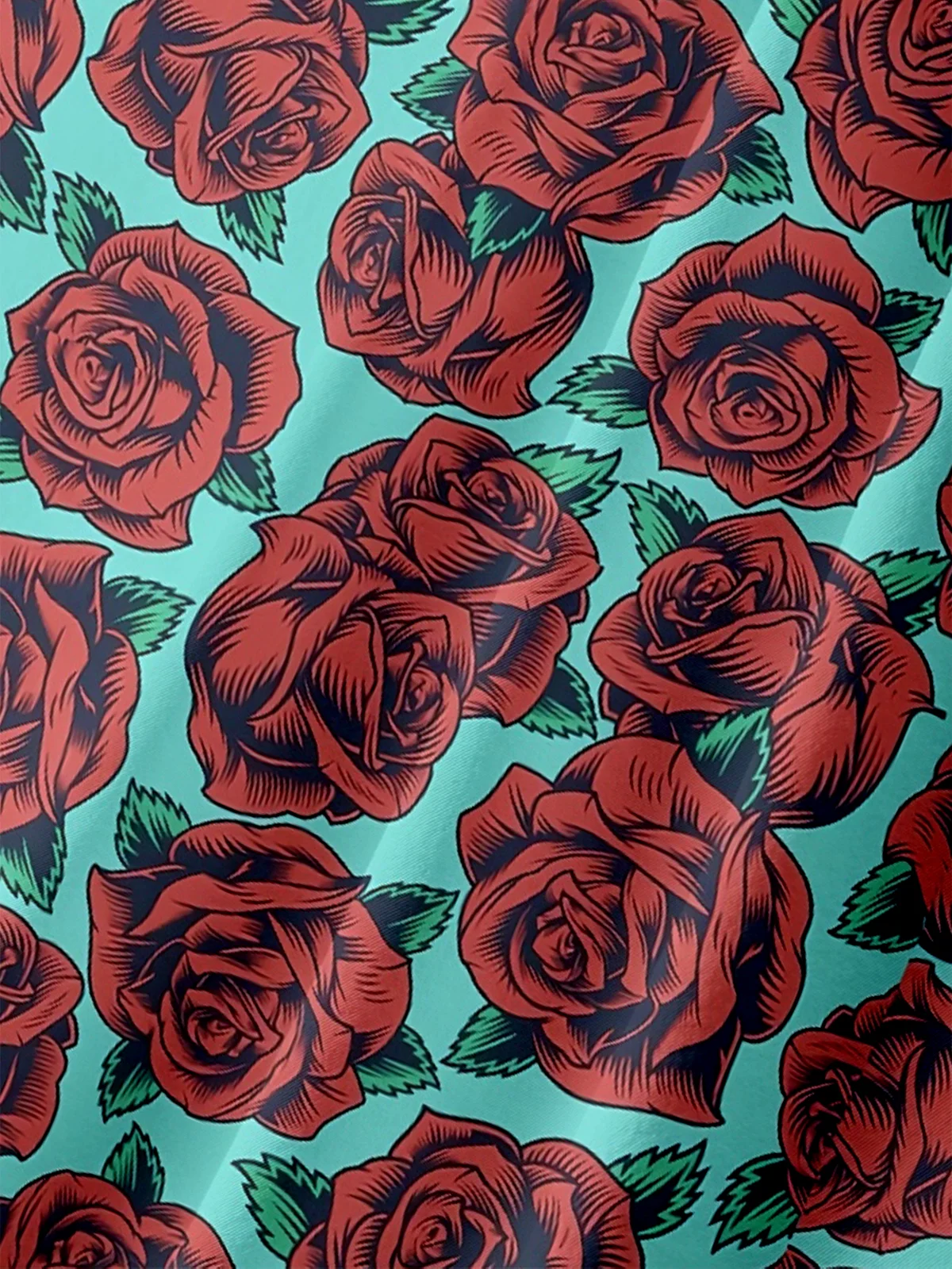 Moisture-wicking Rock Punk Rose Chest Pocket Casual Shirt
