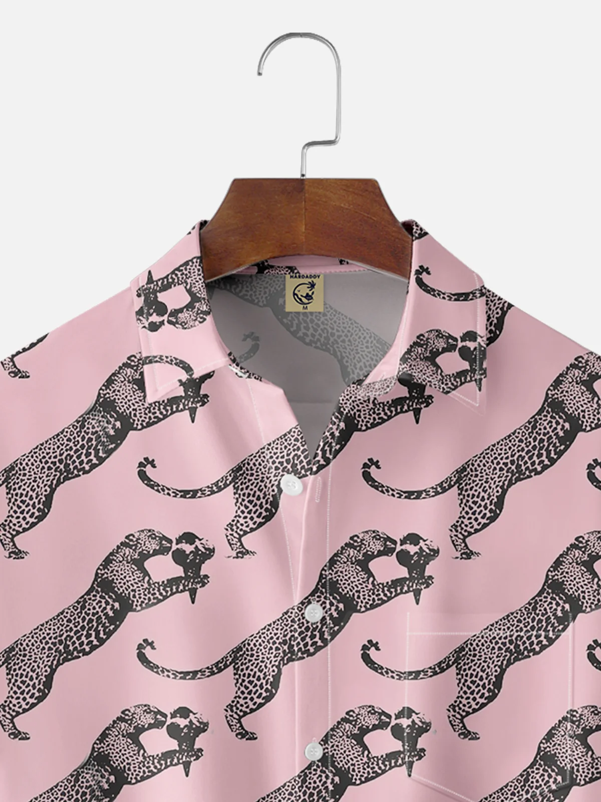 Moisture-wicking Cheetah Print Multicolor Chest Pocket Hawaiian Shirt