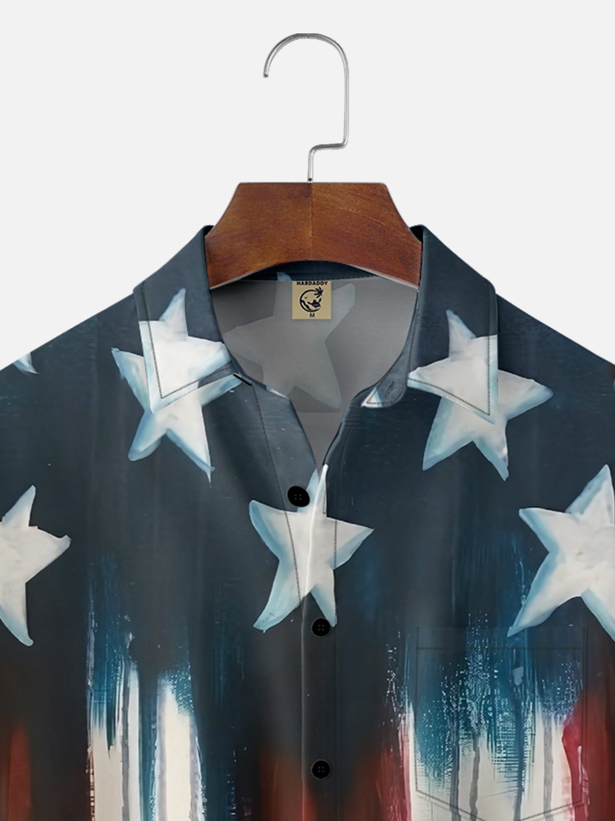 Moisture-wicking American Flag Art Independence Day Chest Pocket Casual Shirt