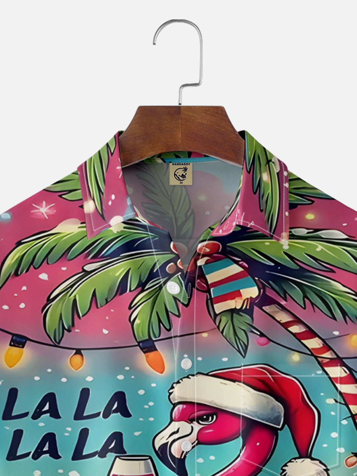 Moisture Wicking Christmas Flamingo Chest Pocket Hawaiian Shirt