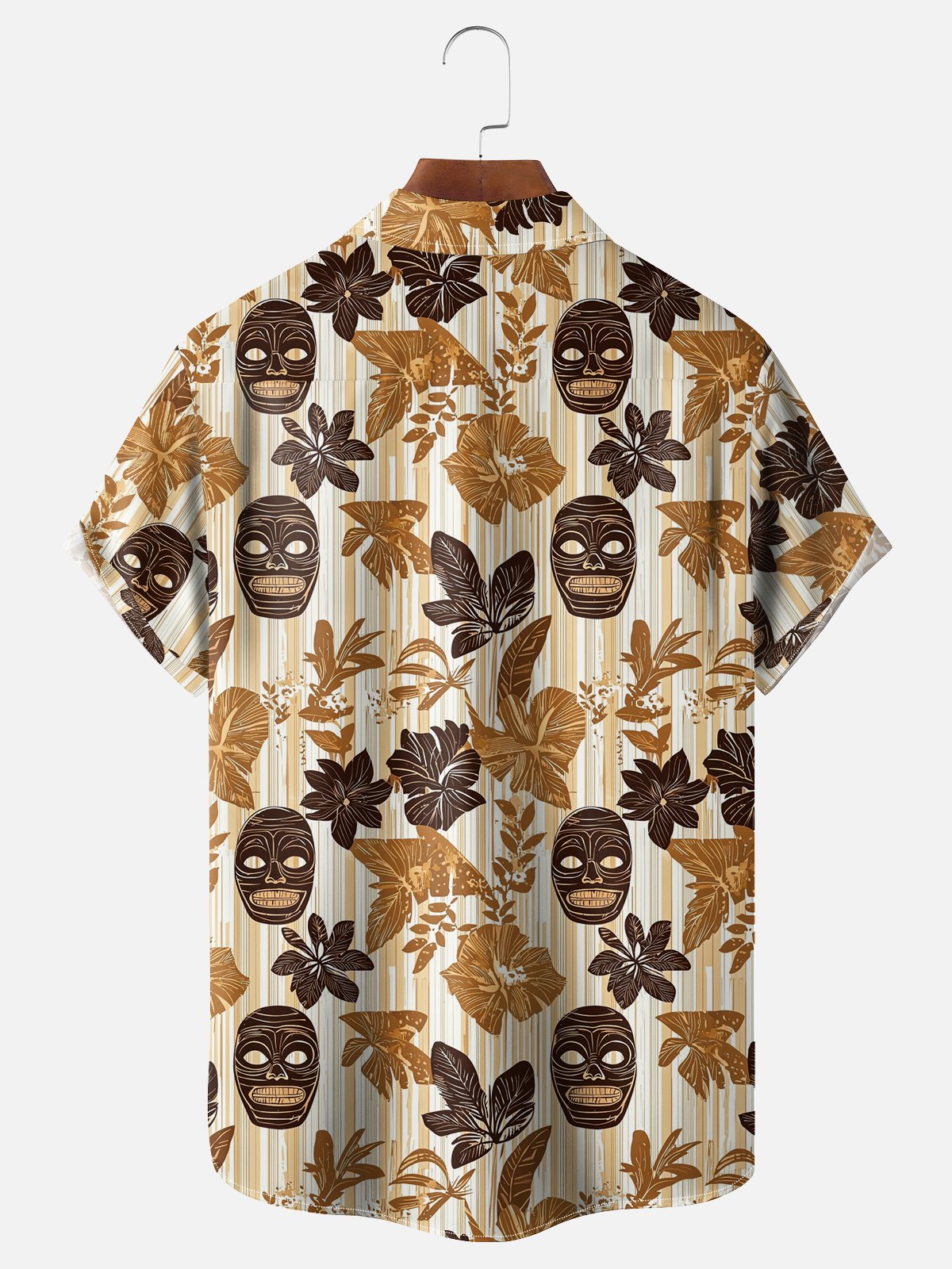 Moisture-wicking Tiki Chest Pocket Hawaiian Shirt