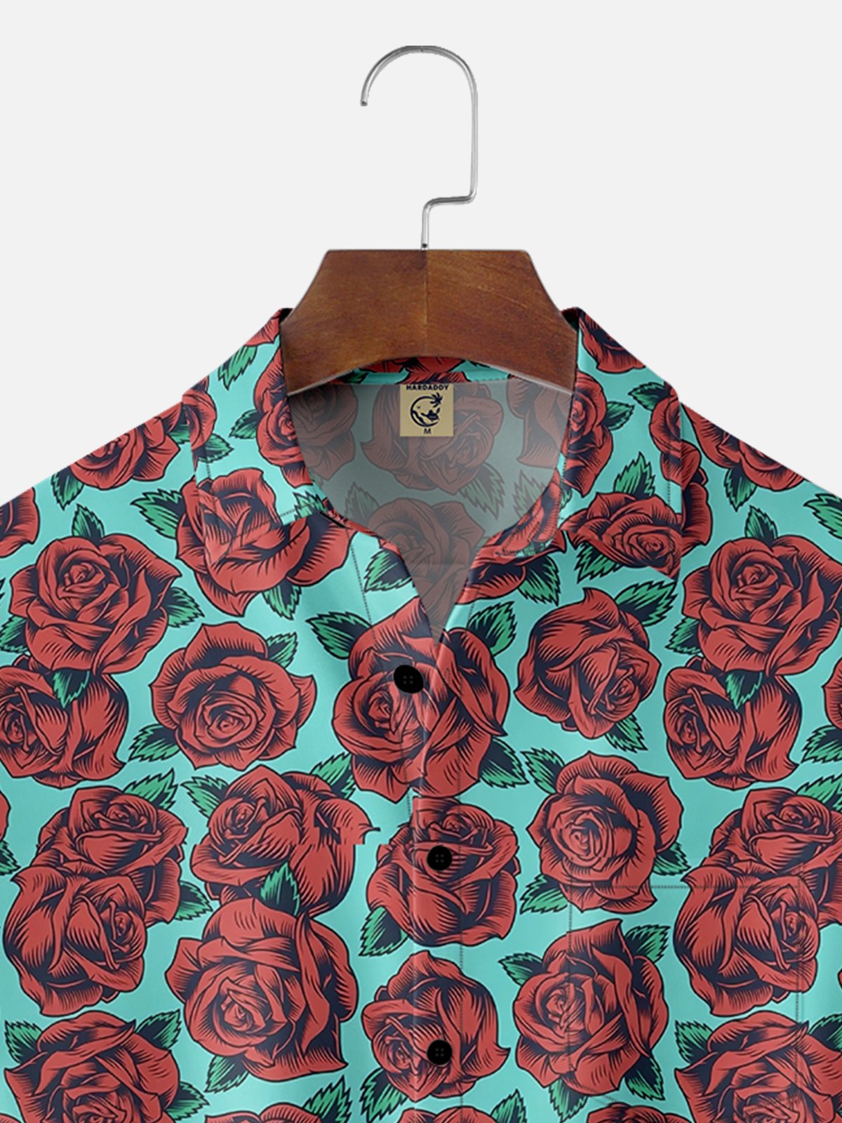 Moisture-wicking Rock Punk Rose Chest Pocket Casual Shirt