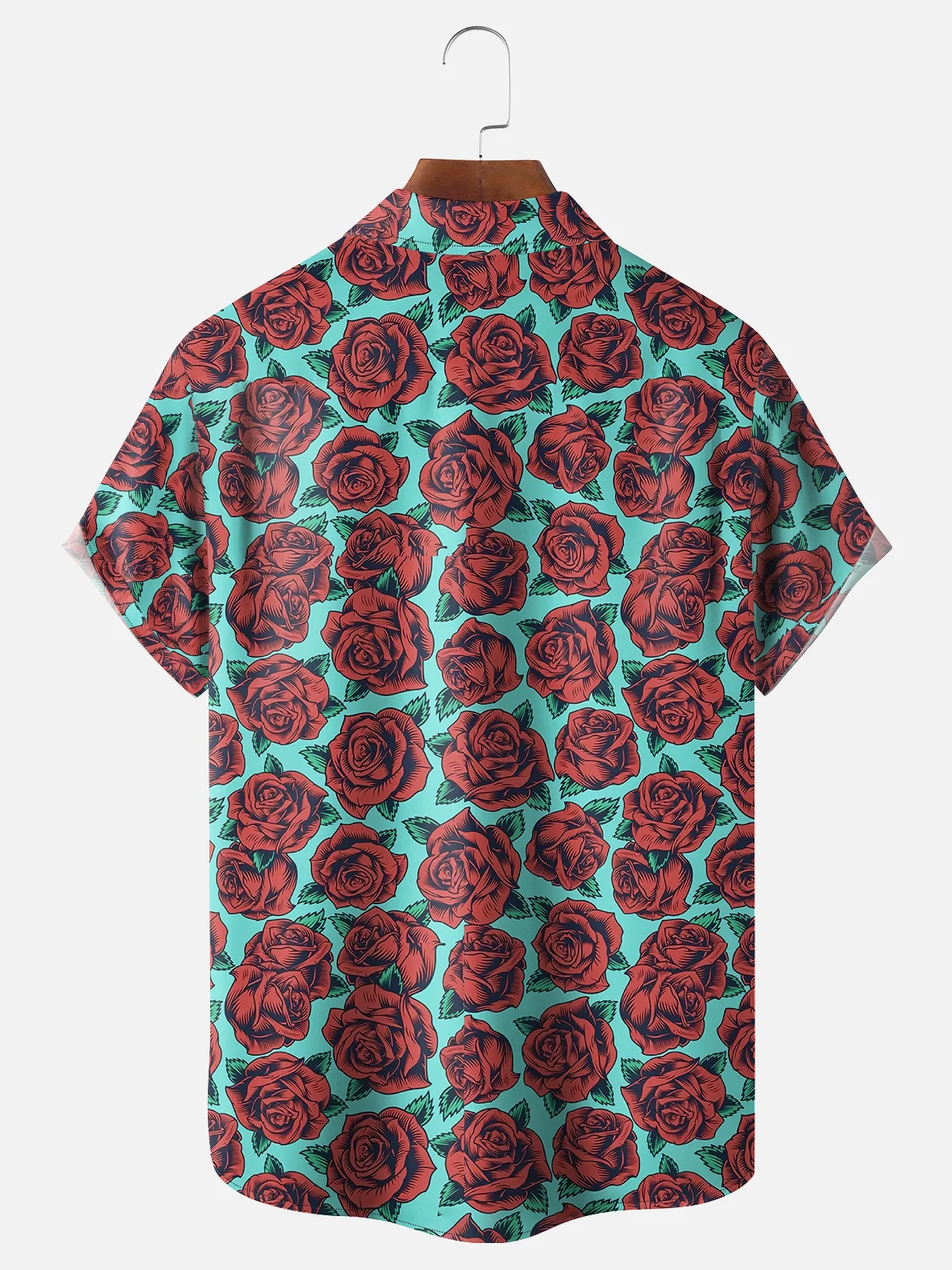 Moisture-wicking Rock Punk Rose Chest Pocket Casual Shirt