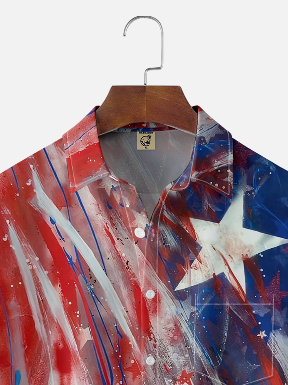 Moisture-wicking American Flag Art Independence Day Chest Pocket Casual Shirt