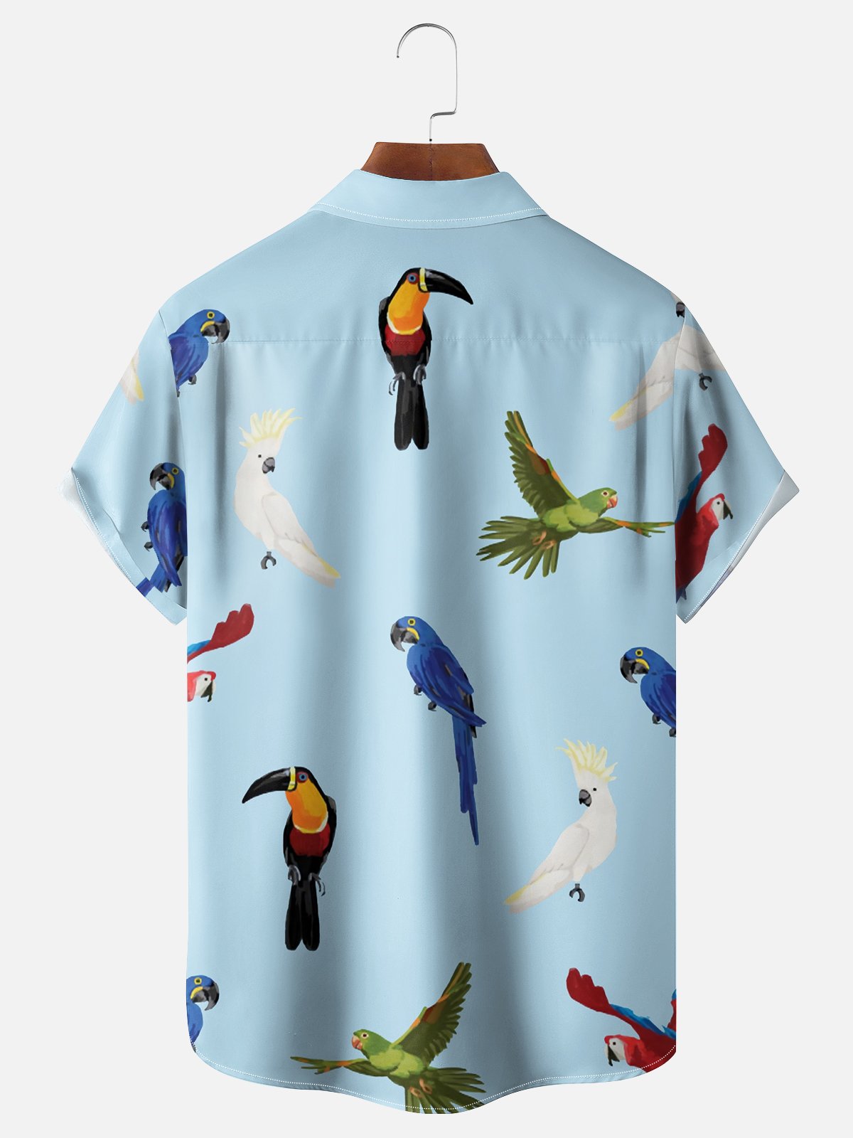 Moisture Wicking Parrot Toucan Chest Pocket Hawaiian Shirt