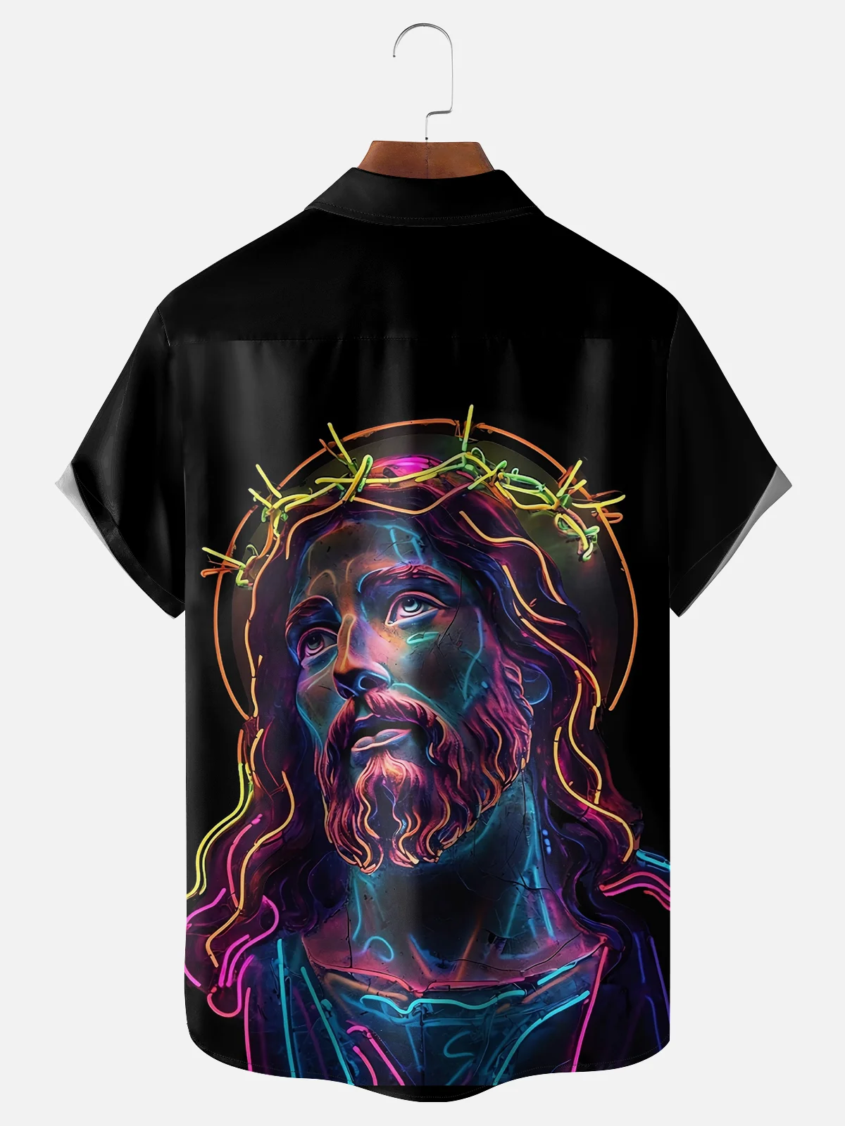 Moisture-wicking Religious Jesus Art Chest Pocket Casual Shirt