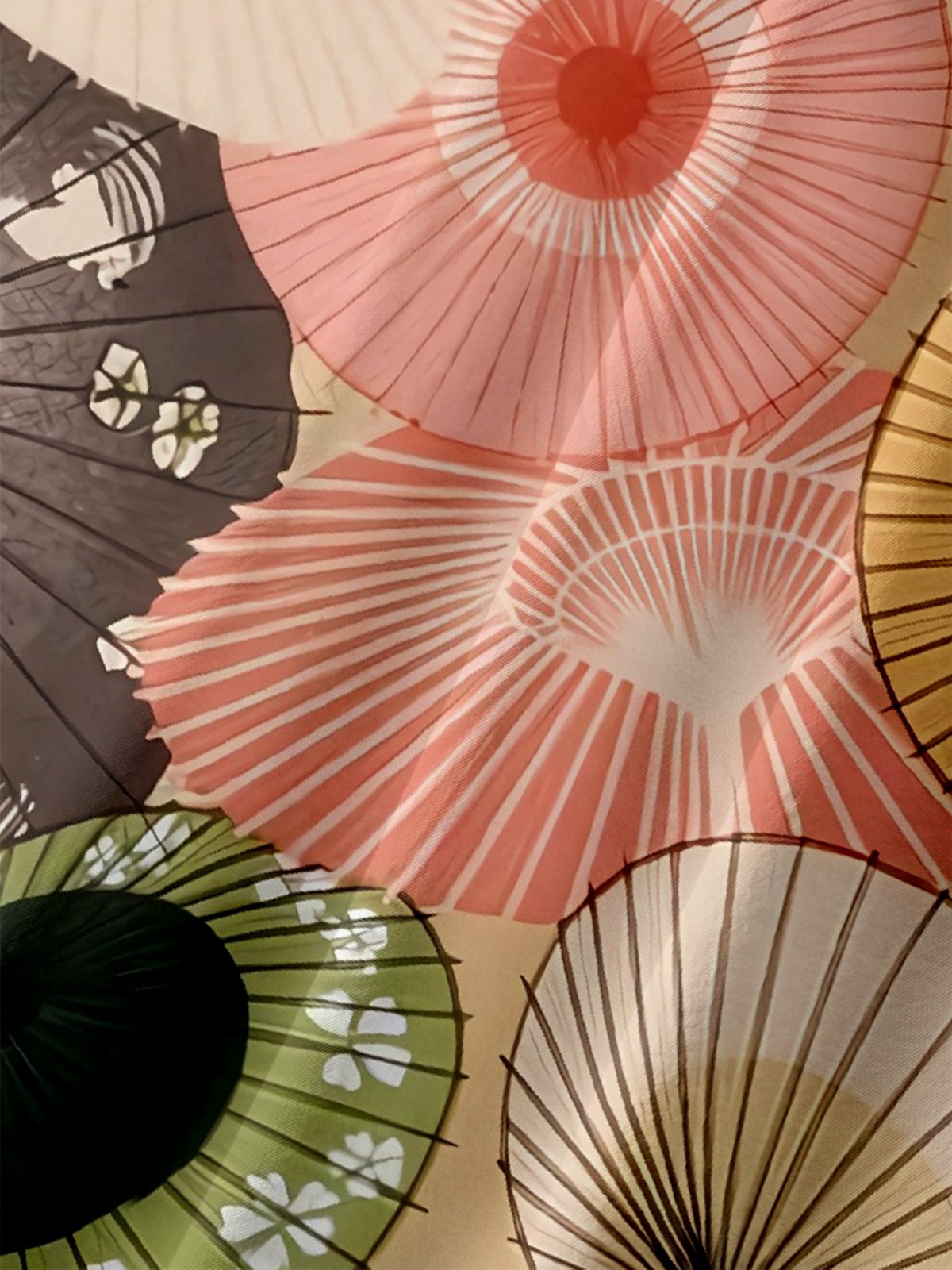 Moisture-wicking Vintage Japanese Umbrella Art Chest Pocket Casual Shirt