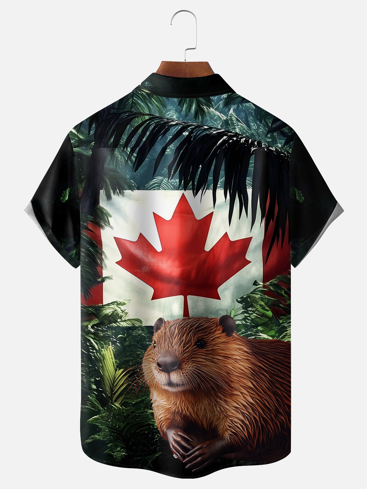 Moisture-wicking Canada Day Maple Beaver Chest Pocket Casual Shirt
