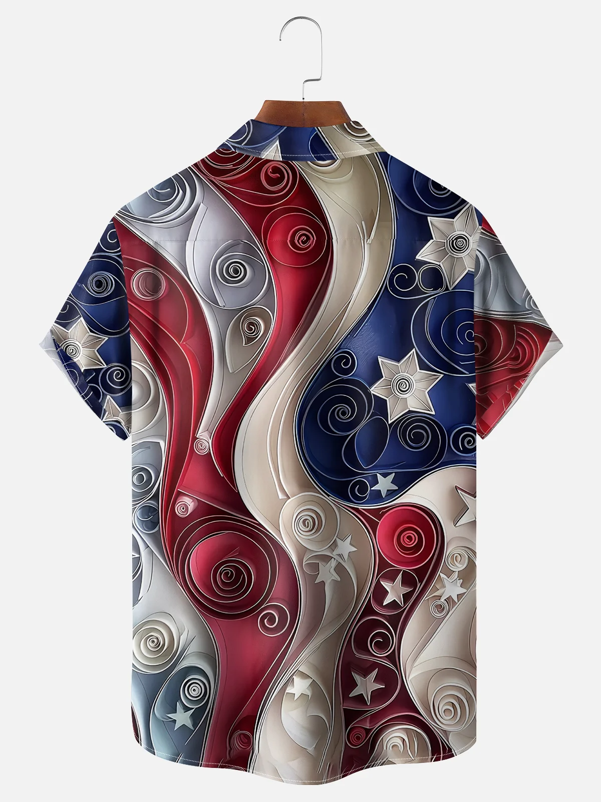Moisture-wicking American Flag Abstract Art Independence Day Chest Pocket Casual Shirt