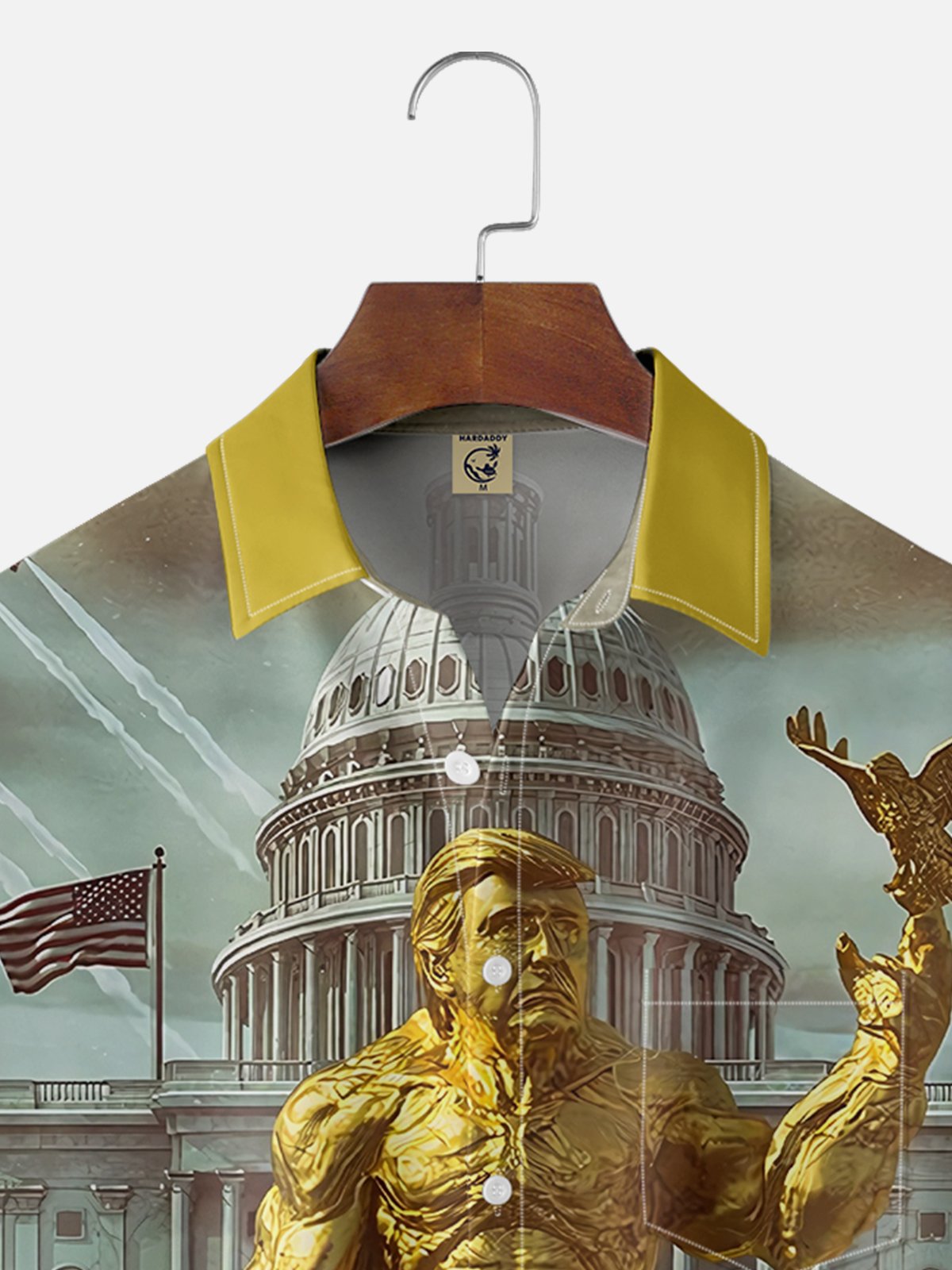 Moisture-wicking Trump Golden Body Art Fun Chest Pocket Hawaiian Shirt