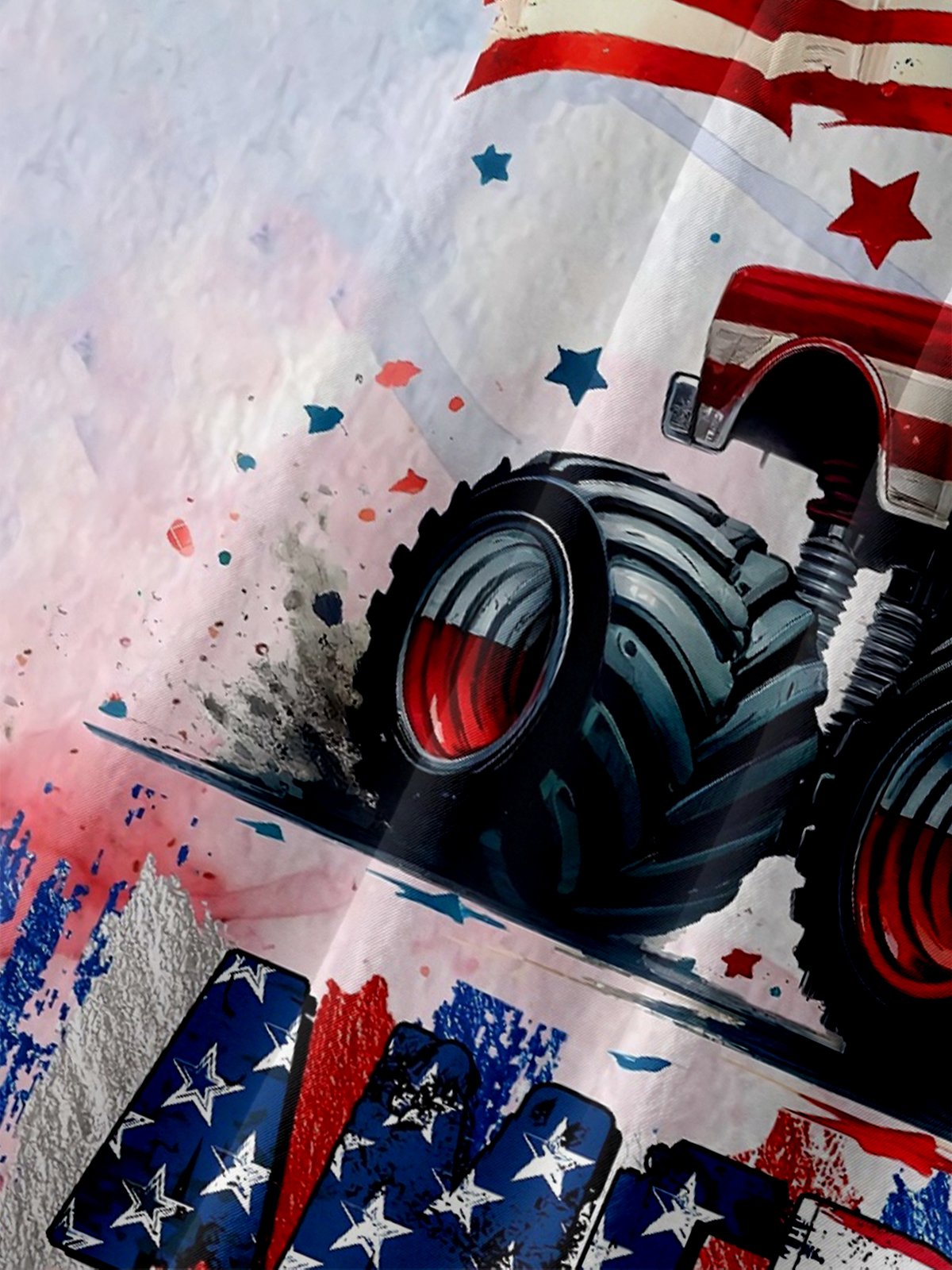 Moisture-wicking Independence Day American Flag Off-Road Vehicle Chest Pocket Casual Shirt