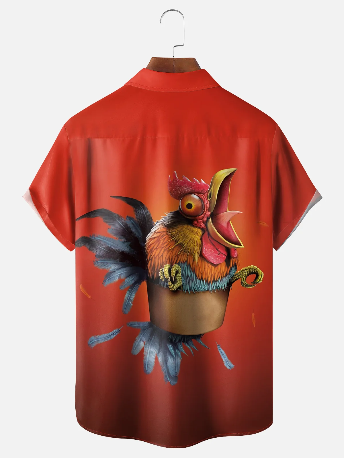 Moisture-wicking Rooster Funny Chest Pocket Casual Shirt