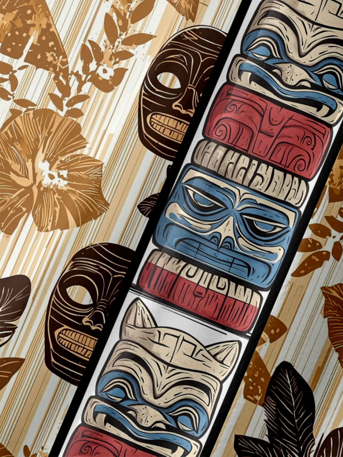 Moisture-wicking Tiki Chest Pocket Hawaiian Shirt